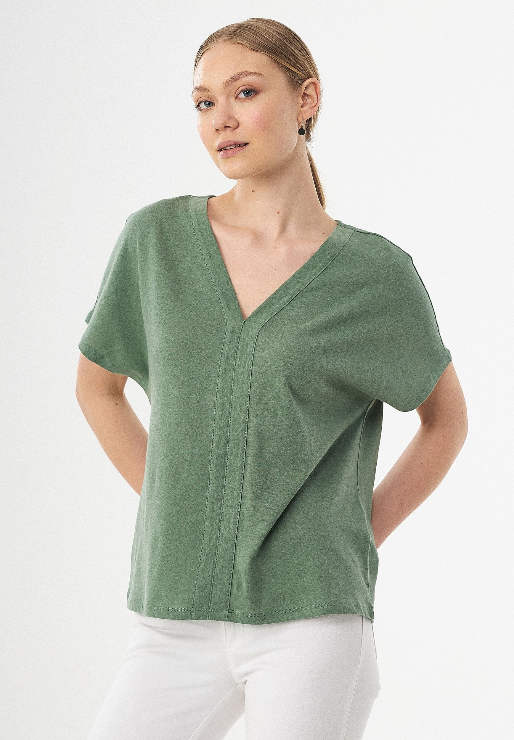 T-Shirt aus Bio-Baumwolle und Leinen