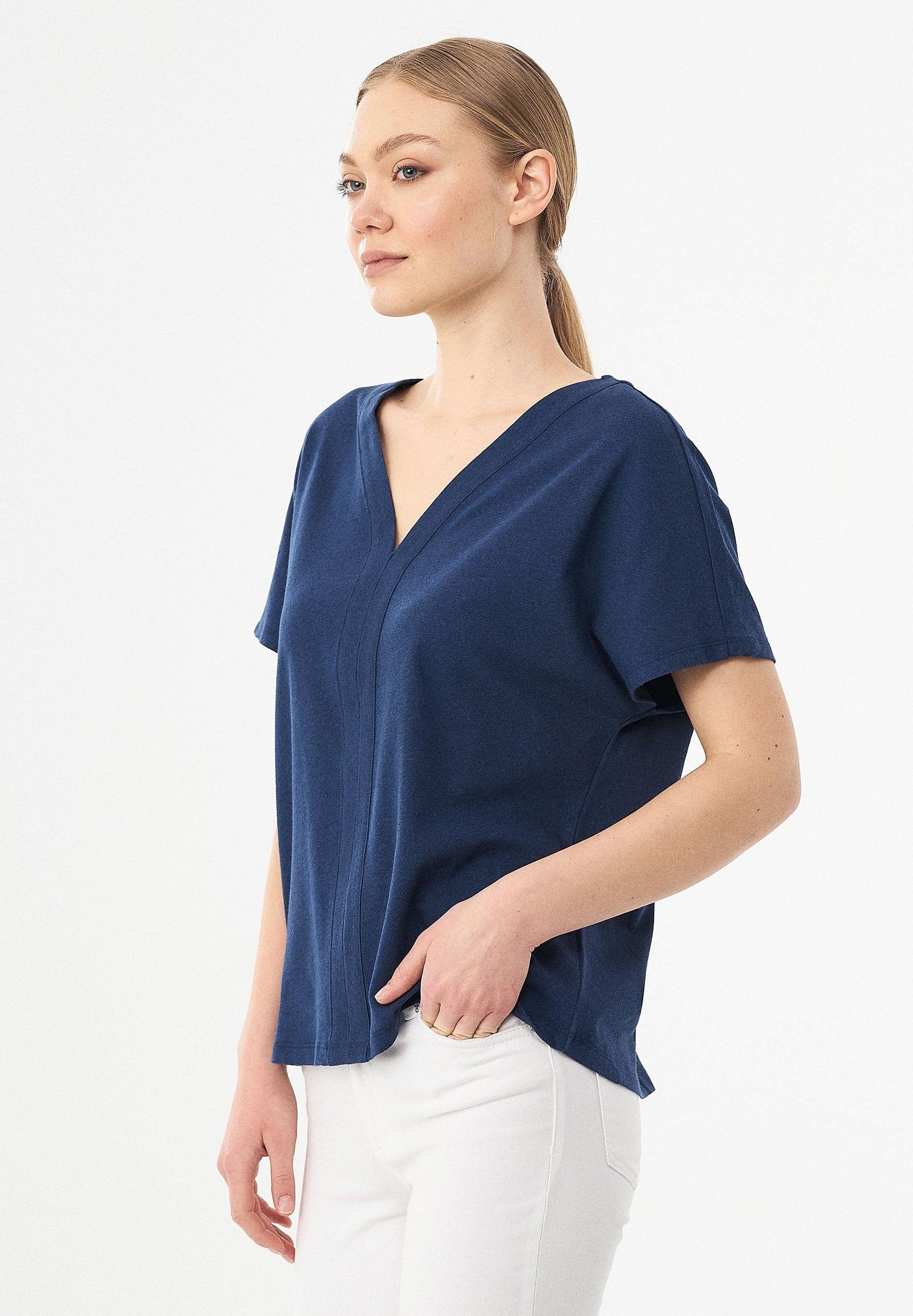 T-Shirt aus Bio-Baumwolle und Leinen