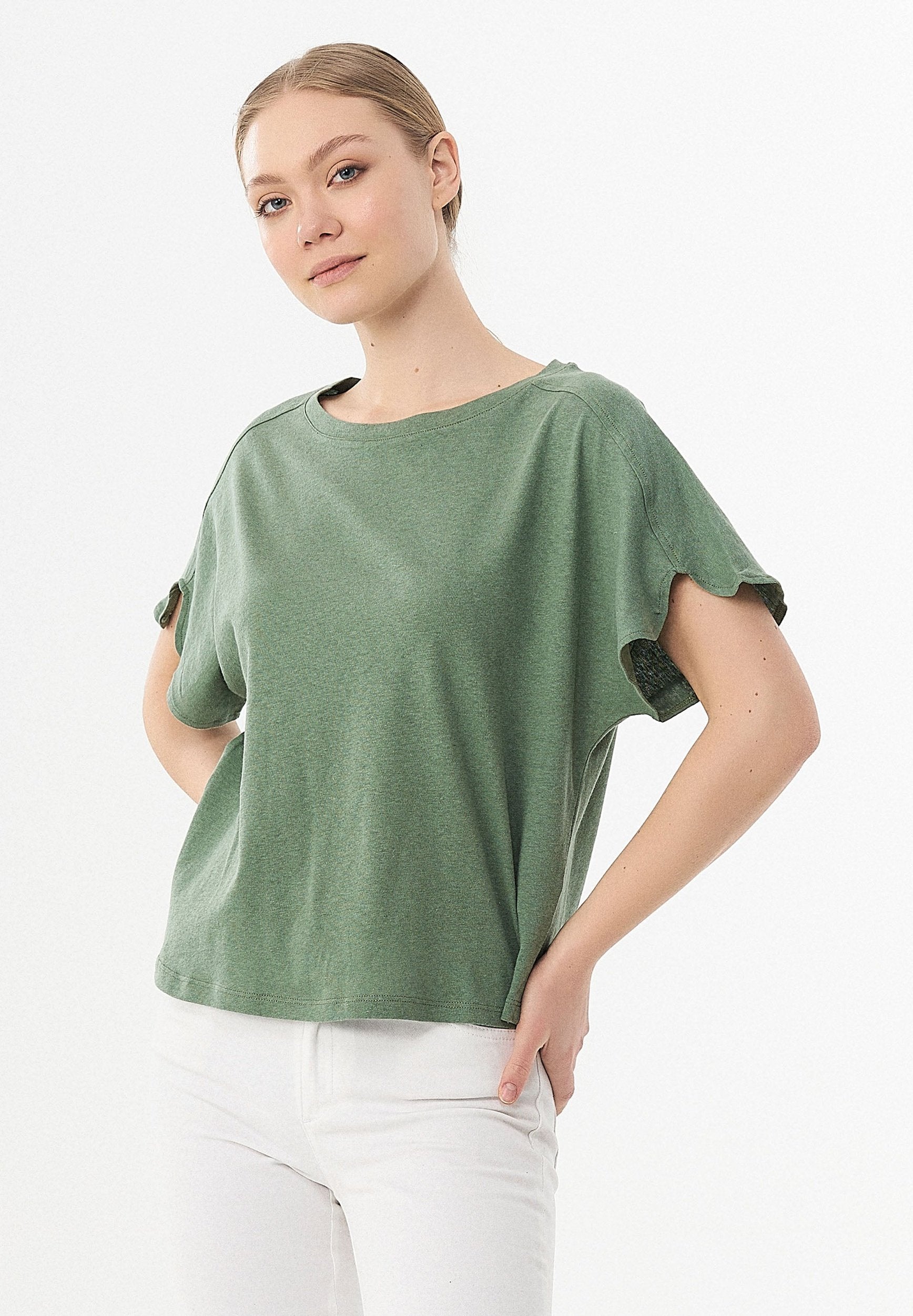 T-Shirt aus Bio-Baumwolle und Leinen