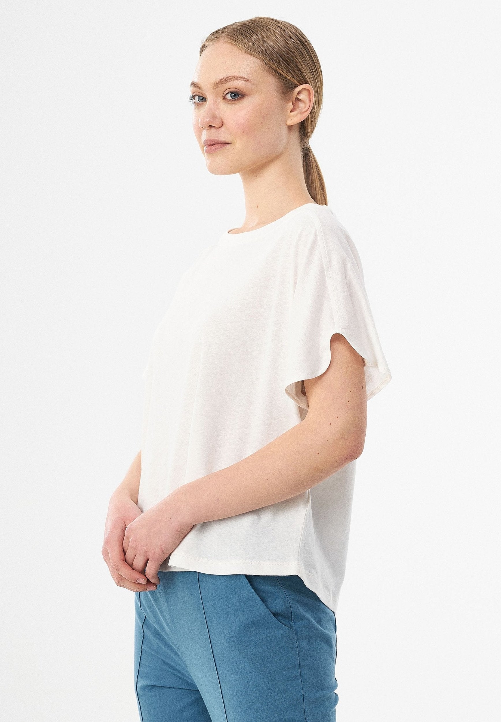 T-Shirt aus Bio-Baumwolle und Leinen