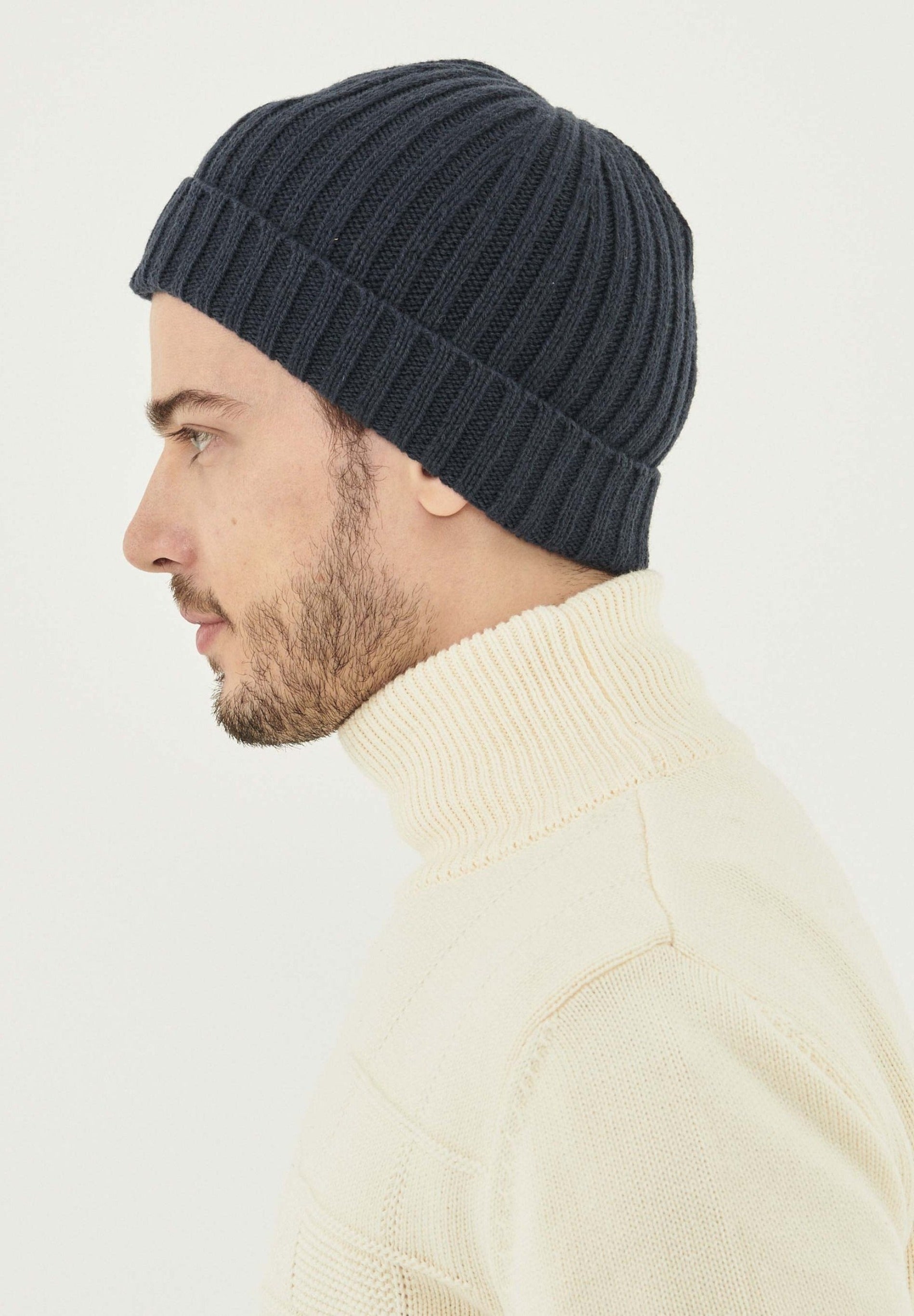 Unisex Strick-Beanie aus Bio-Merinowolle und Bio-Baumwolle