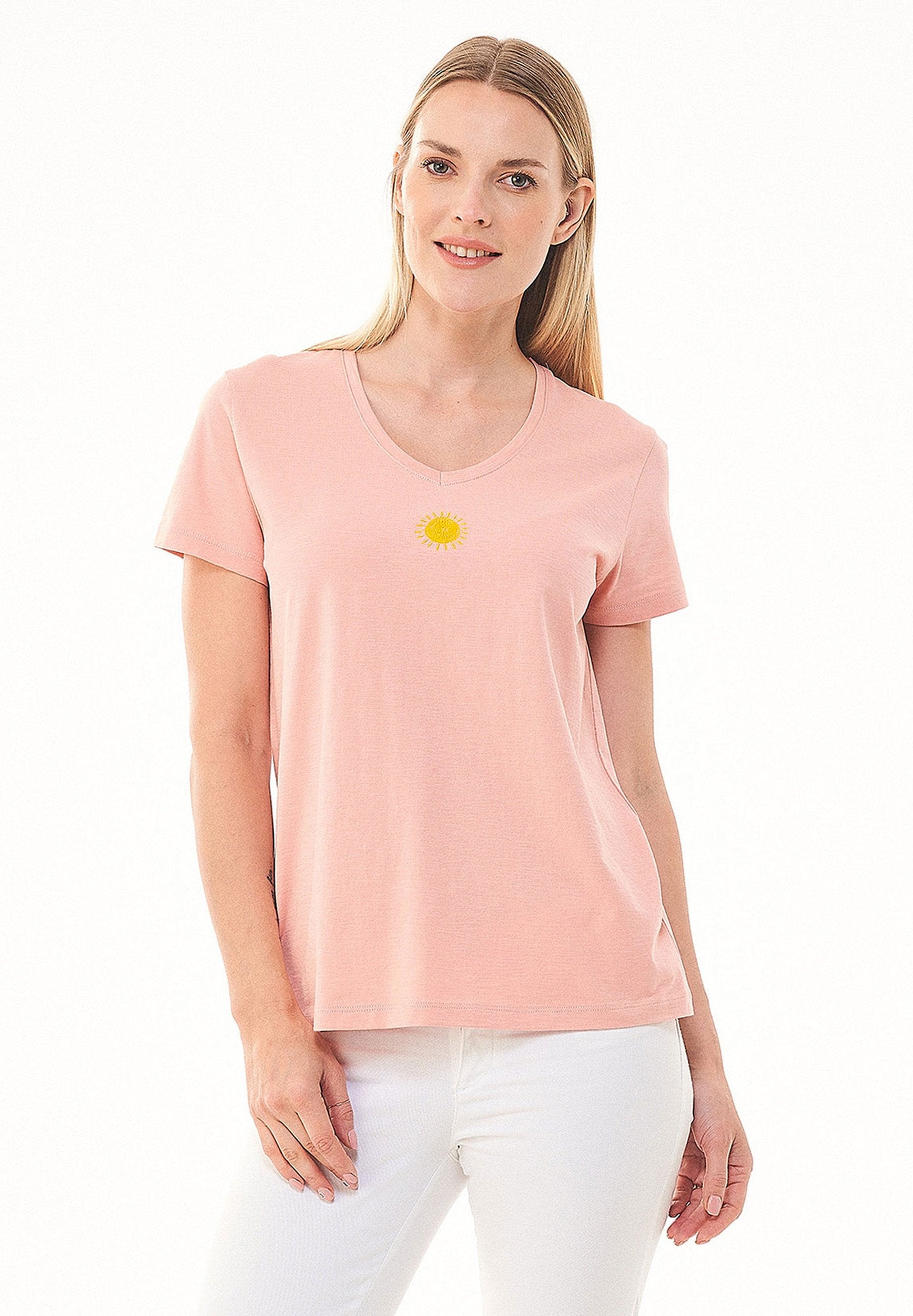 T-Shirt aus Bio-Baumwolle mit Solar-Stickerei