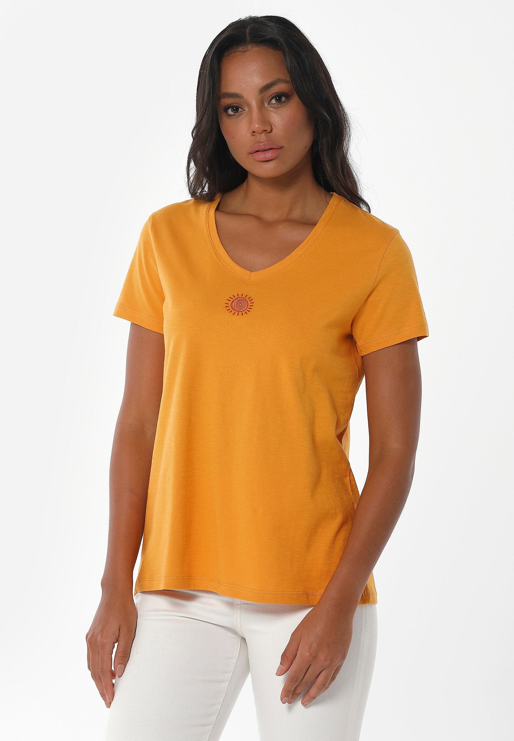 T-Shirt aus Bio-Baumwolle mit Solar-Stickerei