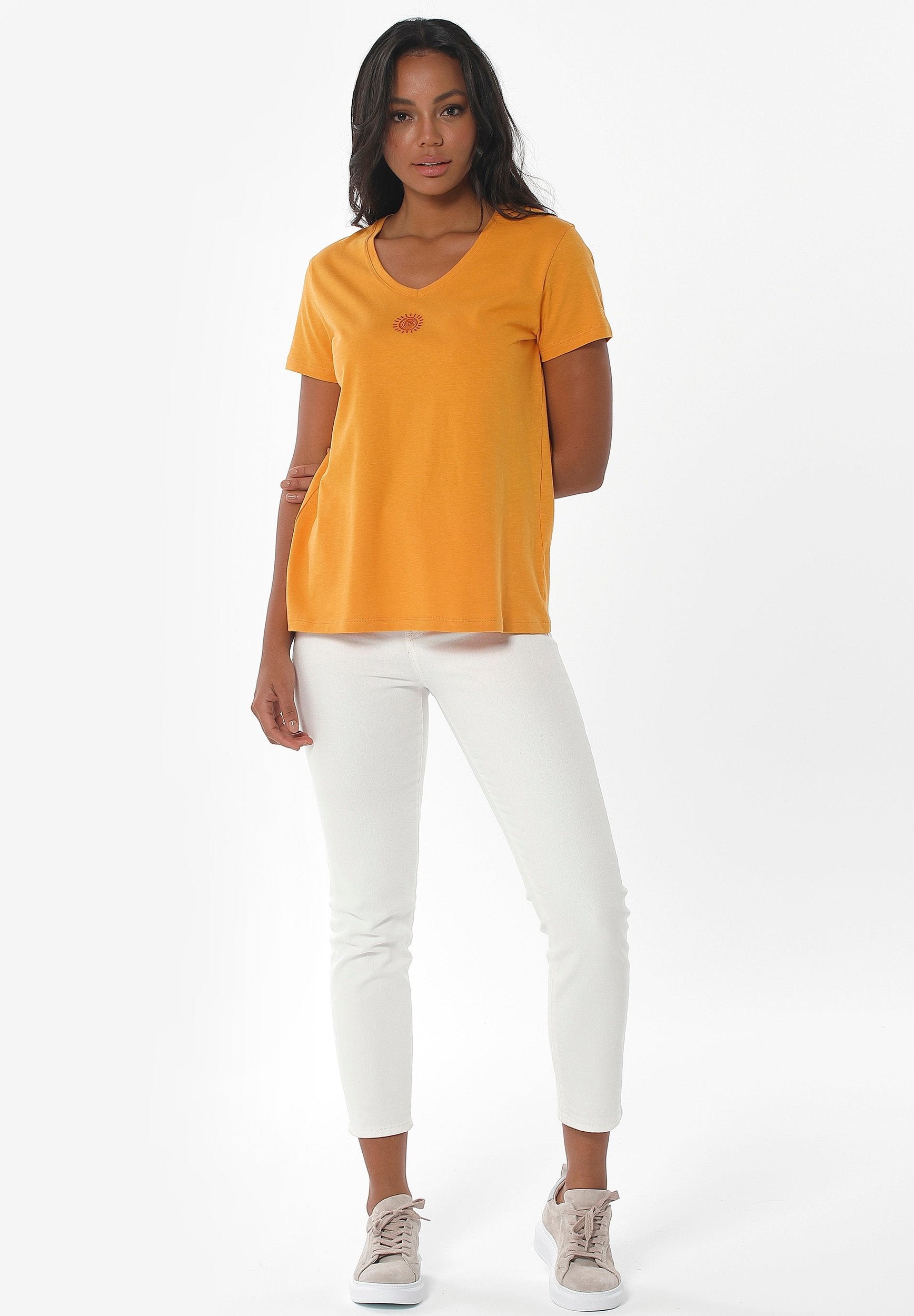 T-Shirt aus Bio-Baumwolle mit Solar-Stickerei