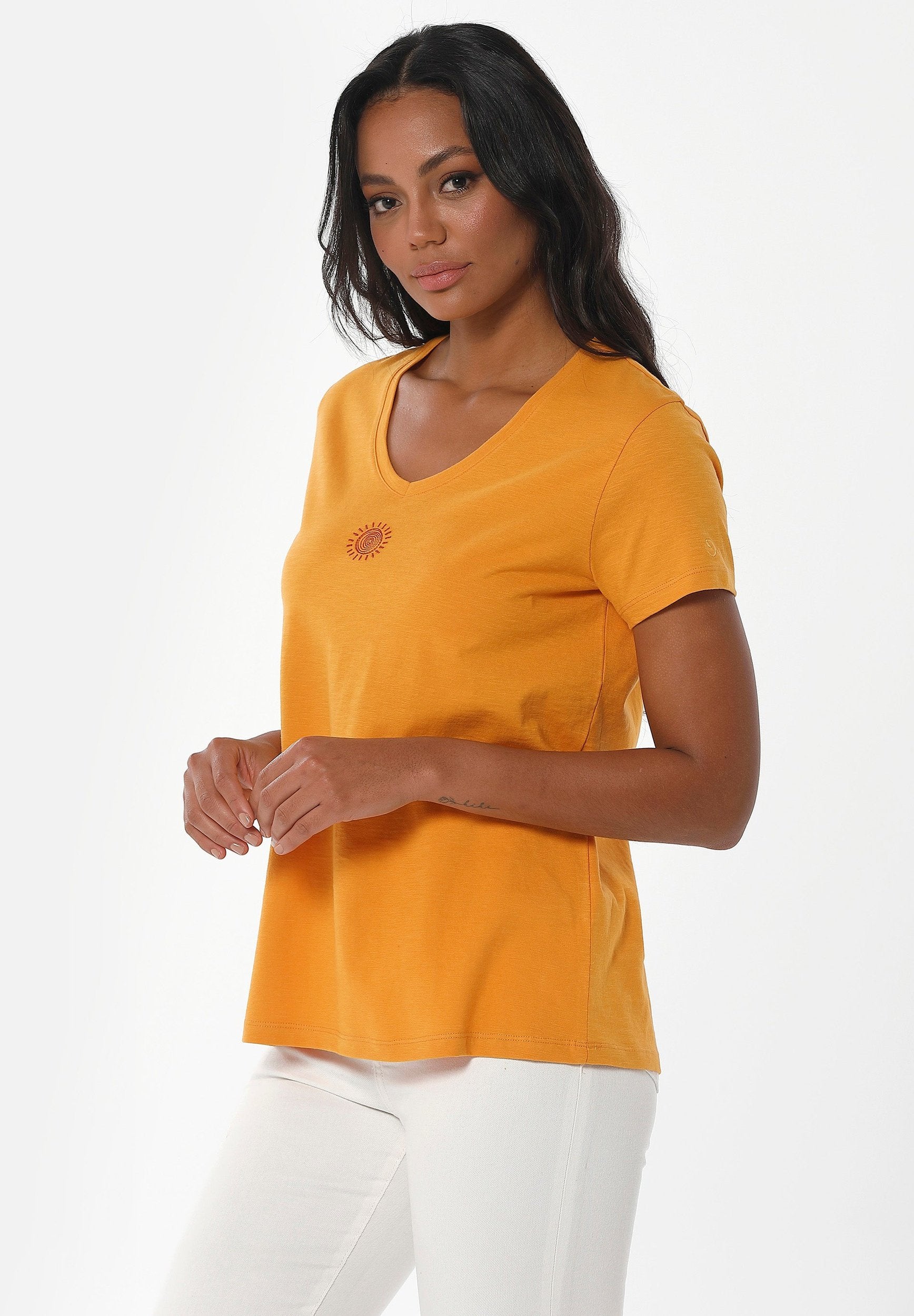 T-Shirt aus Bio-Baumwolle mit Solar-Stickerei