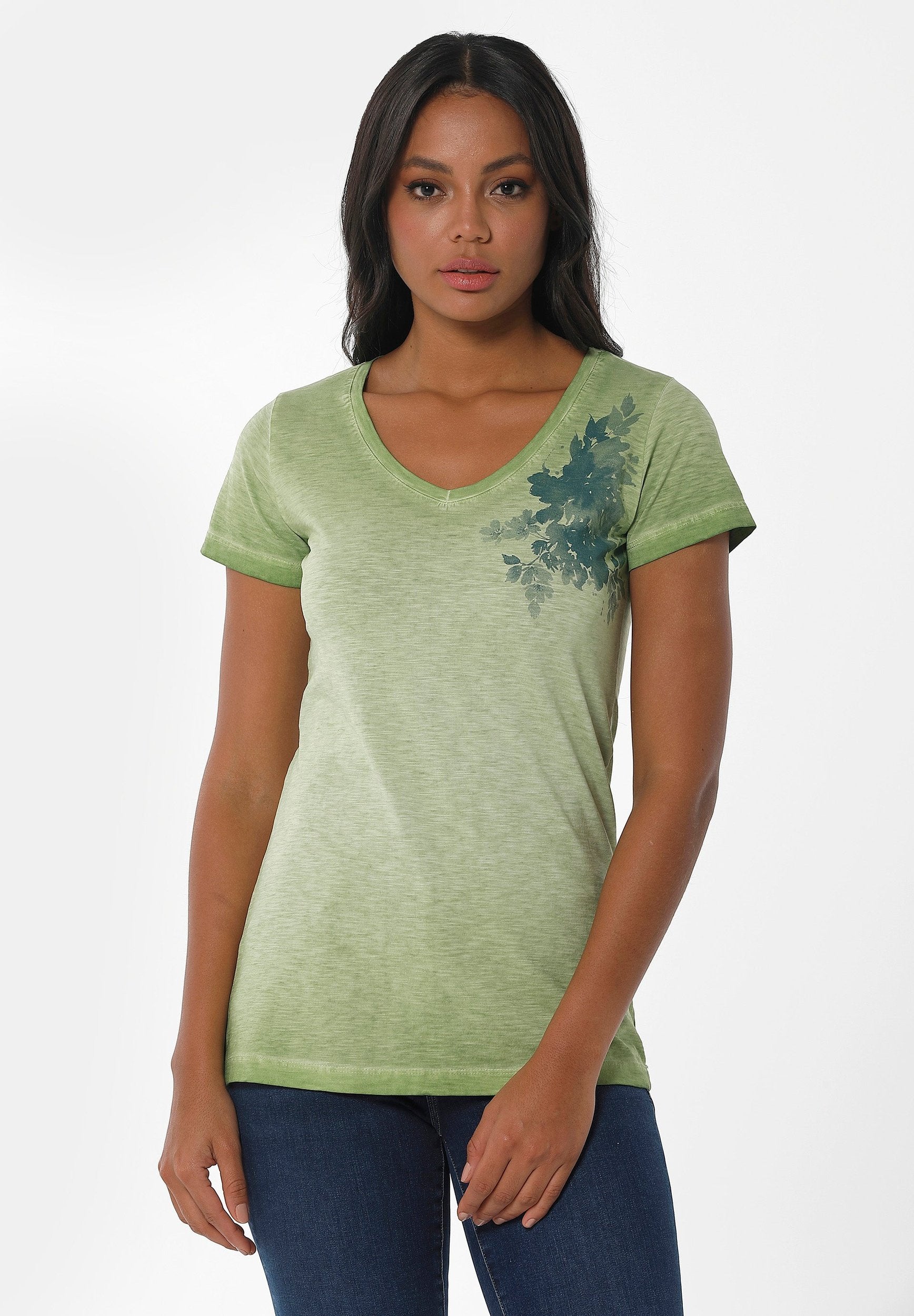 Garment Dyed T-Shirt aus Bio-Baumwolle mit Print