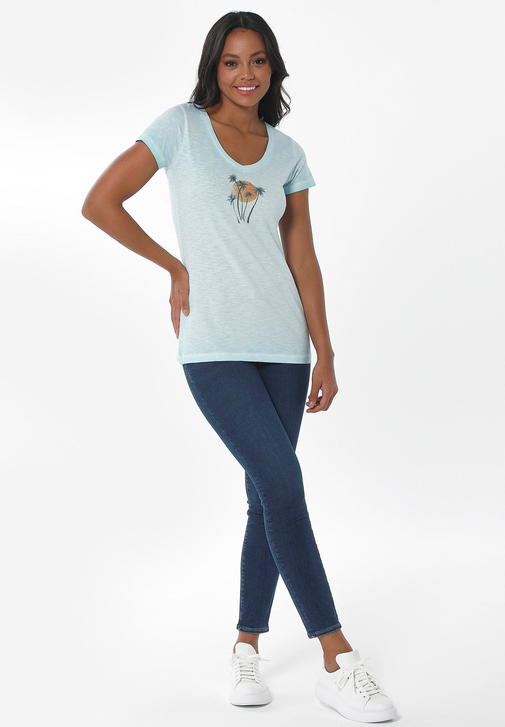 Garment Dyed T-Shirt aus Bio-Baumwolle mit Print