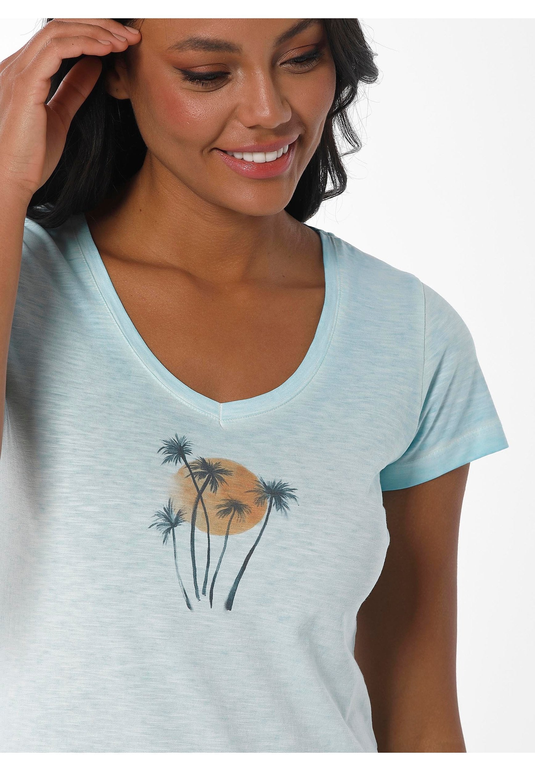 Garment Dyed T-Shirt aus Bio-Baumwolle mit Print