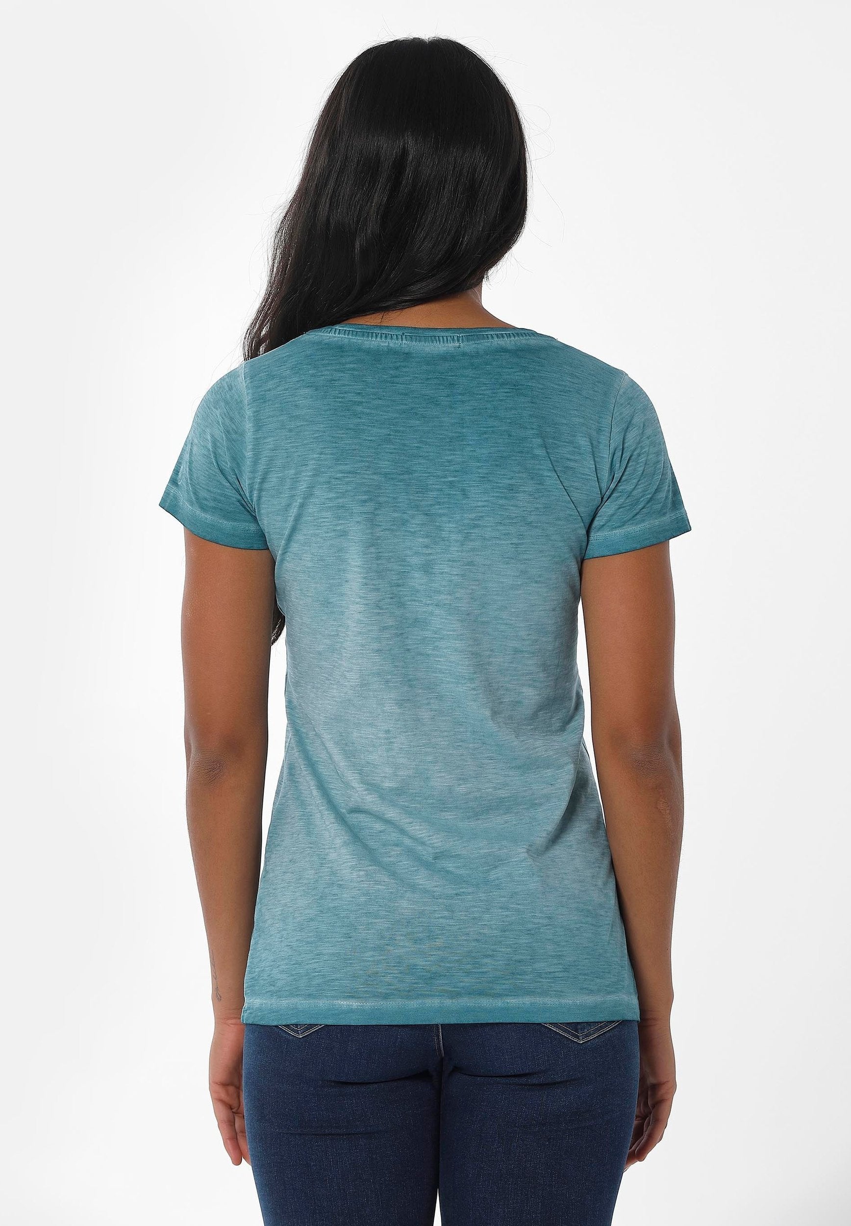Garment Dyed T-Shirt aus Bio-Baumwolle mit Schmetterling-Print