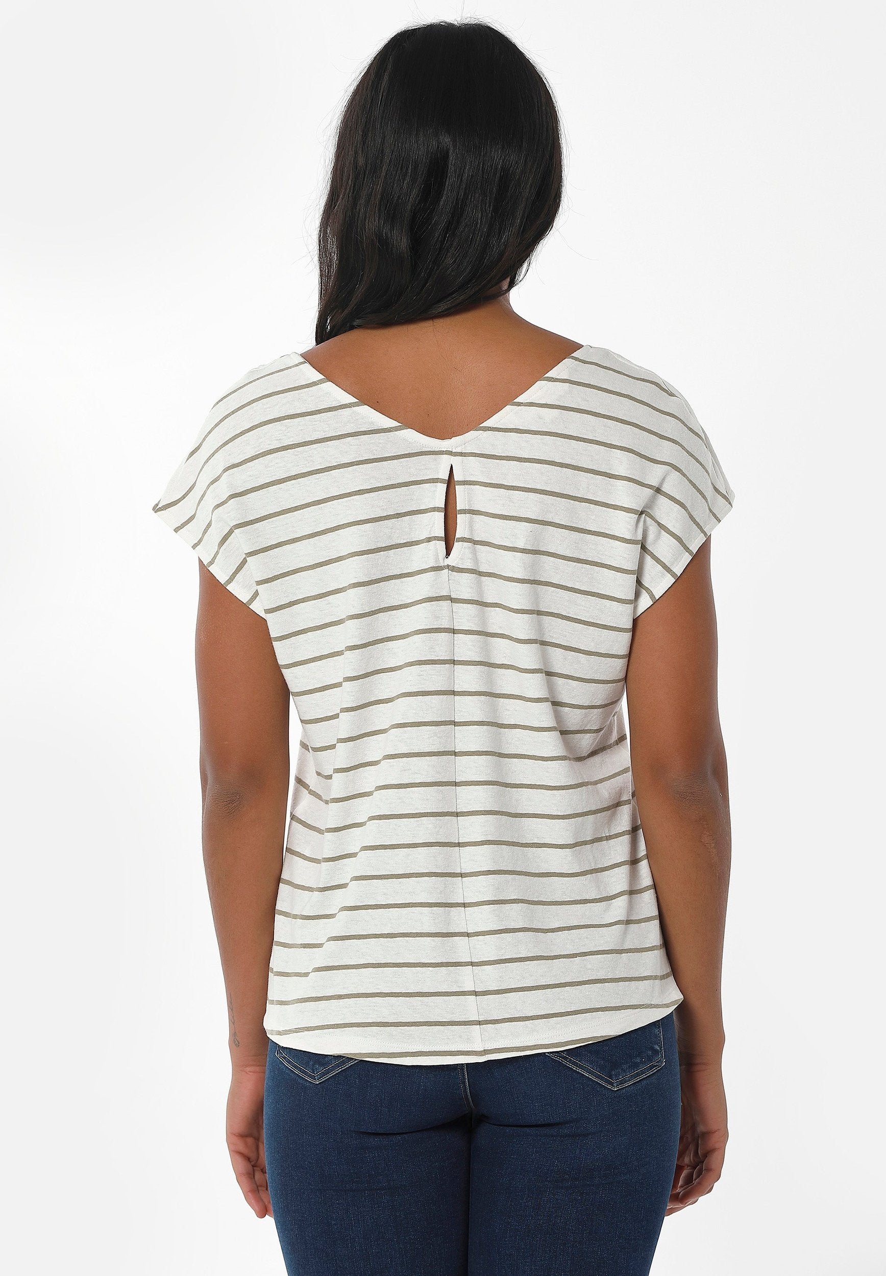 Gestreiftes T-Shirt aus Bio-Baumwolle und Leinen