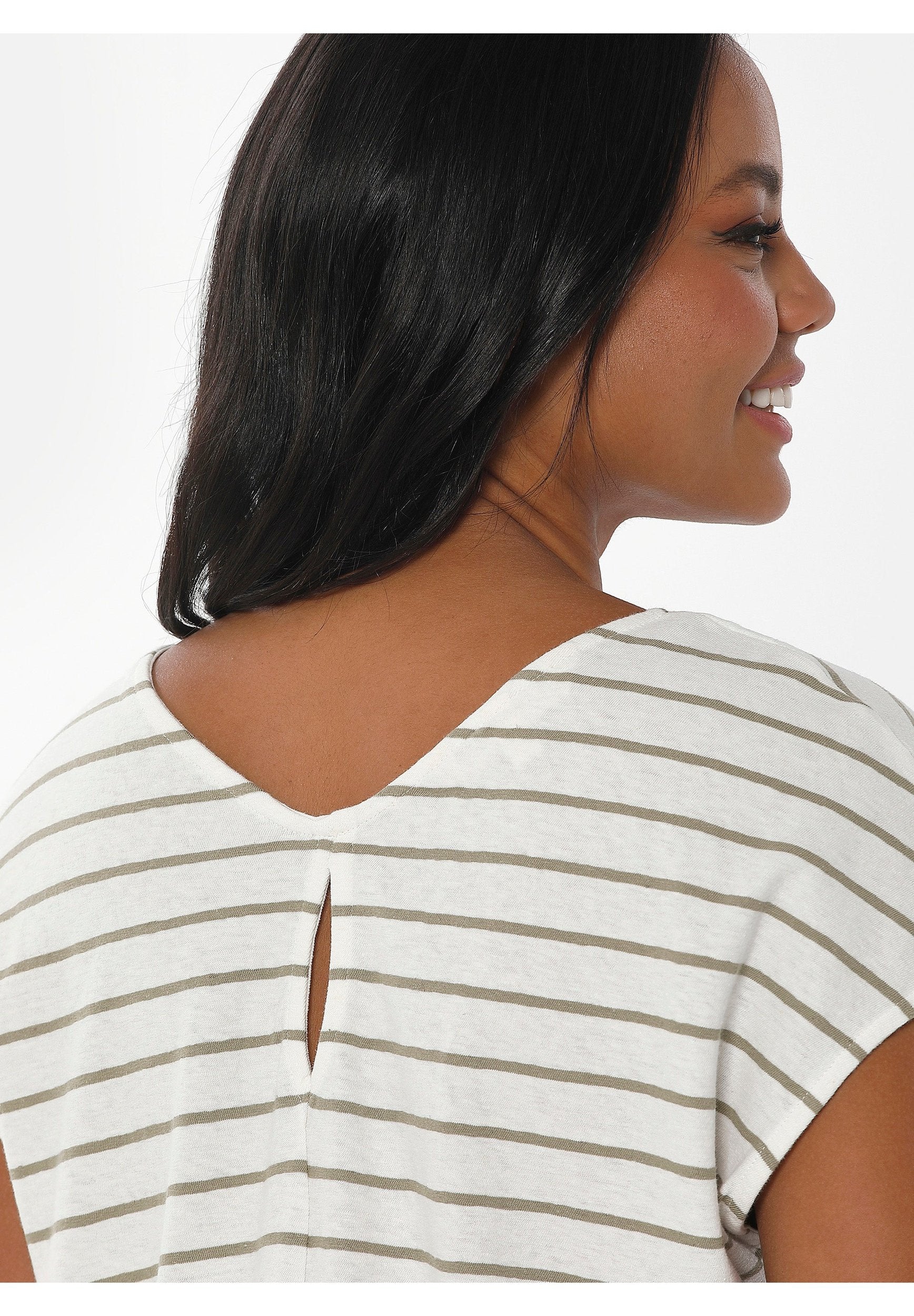 Gestreiftes T-Shirt aus Bio-Baumwolle und Leinen