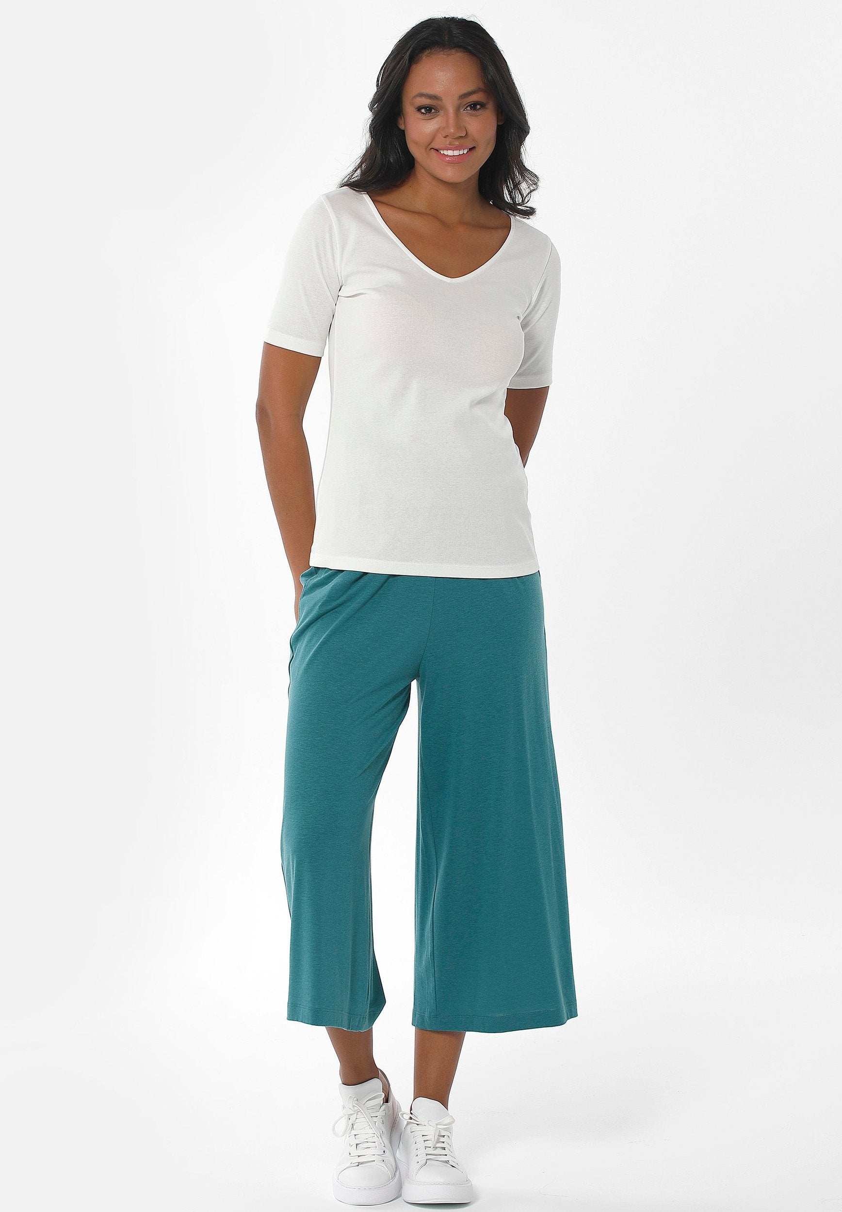 Jerseyhose aus TENCEL™ Lyocell und Bio-Baumwolle in 3/4-Länge