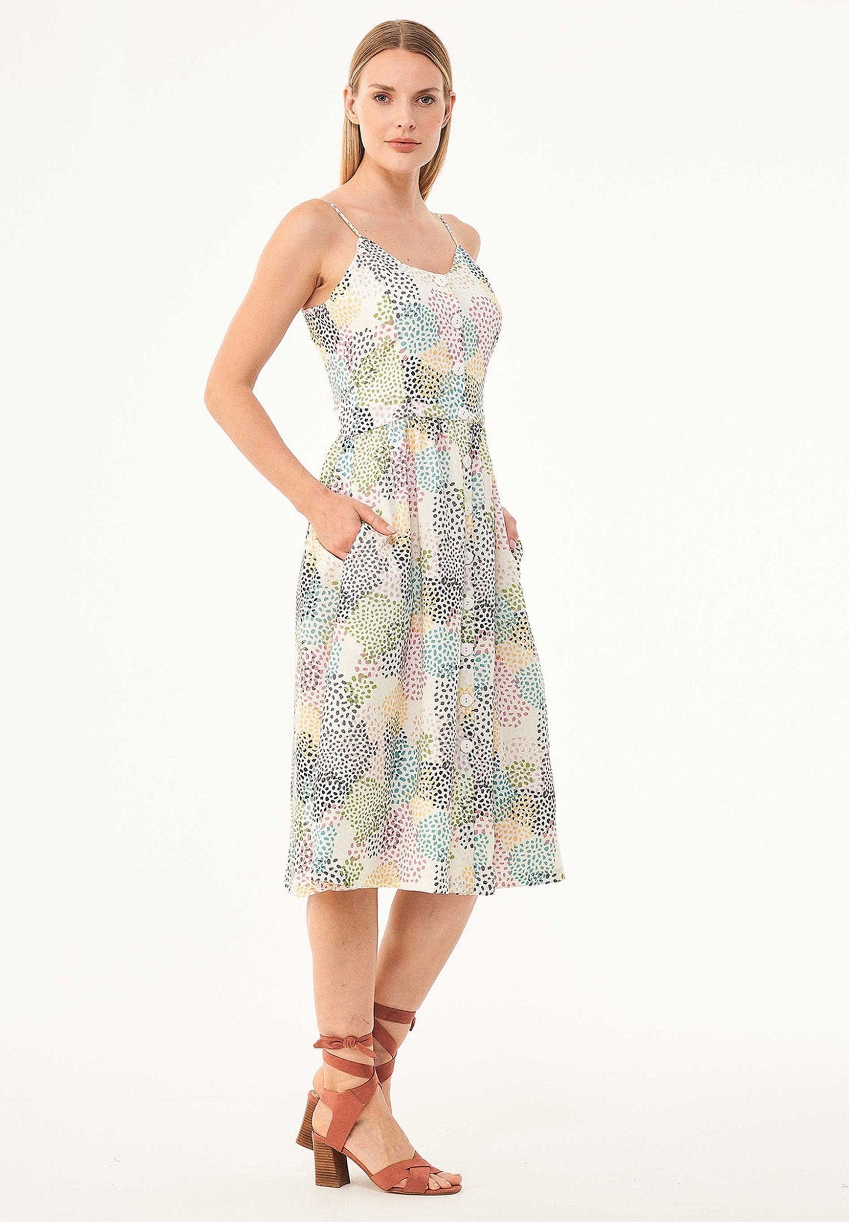 Spaghettiträger-Kleid aus TENCEL™ Lyocell mit Allover-Print