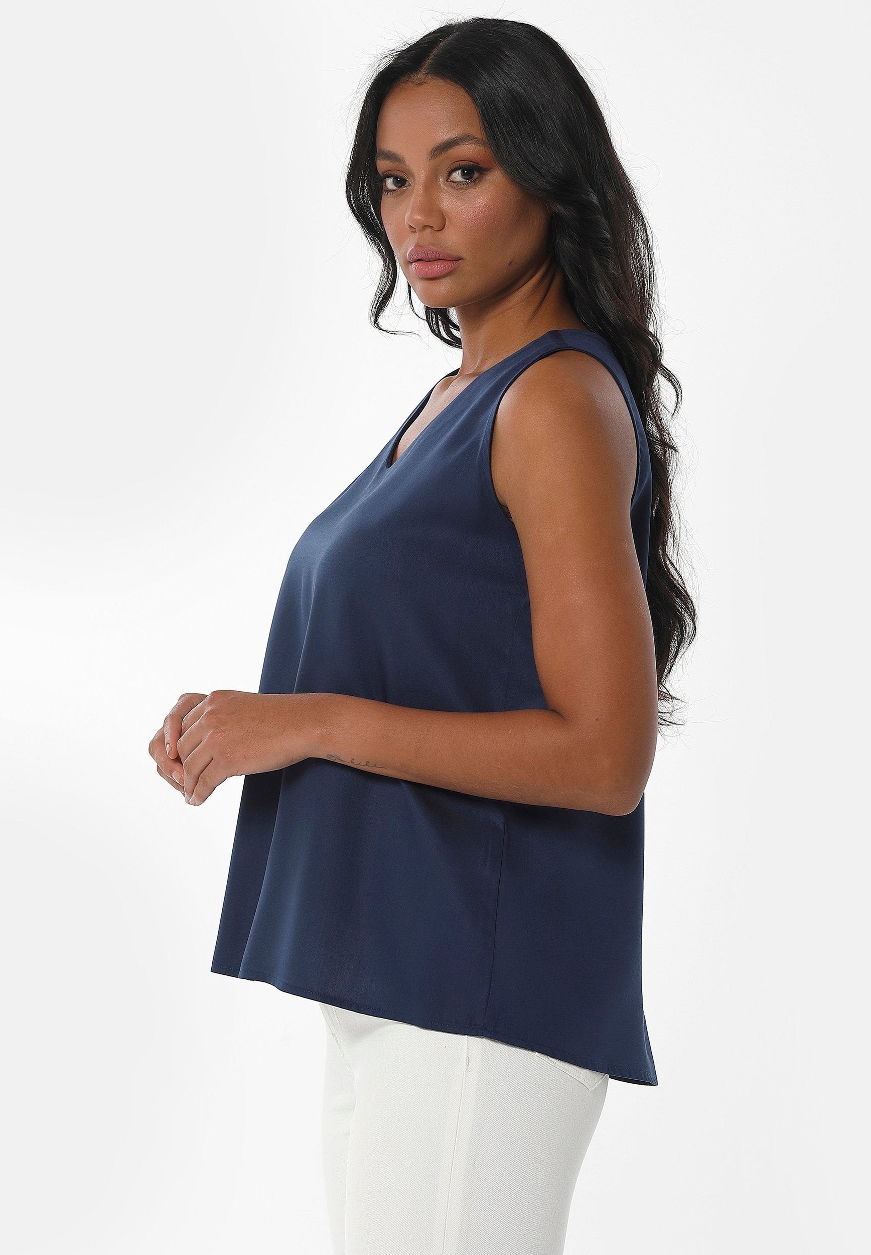 Ärmellose Bluse aus TENCEL™ Lyocell