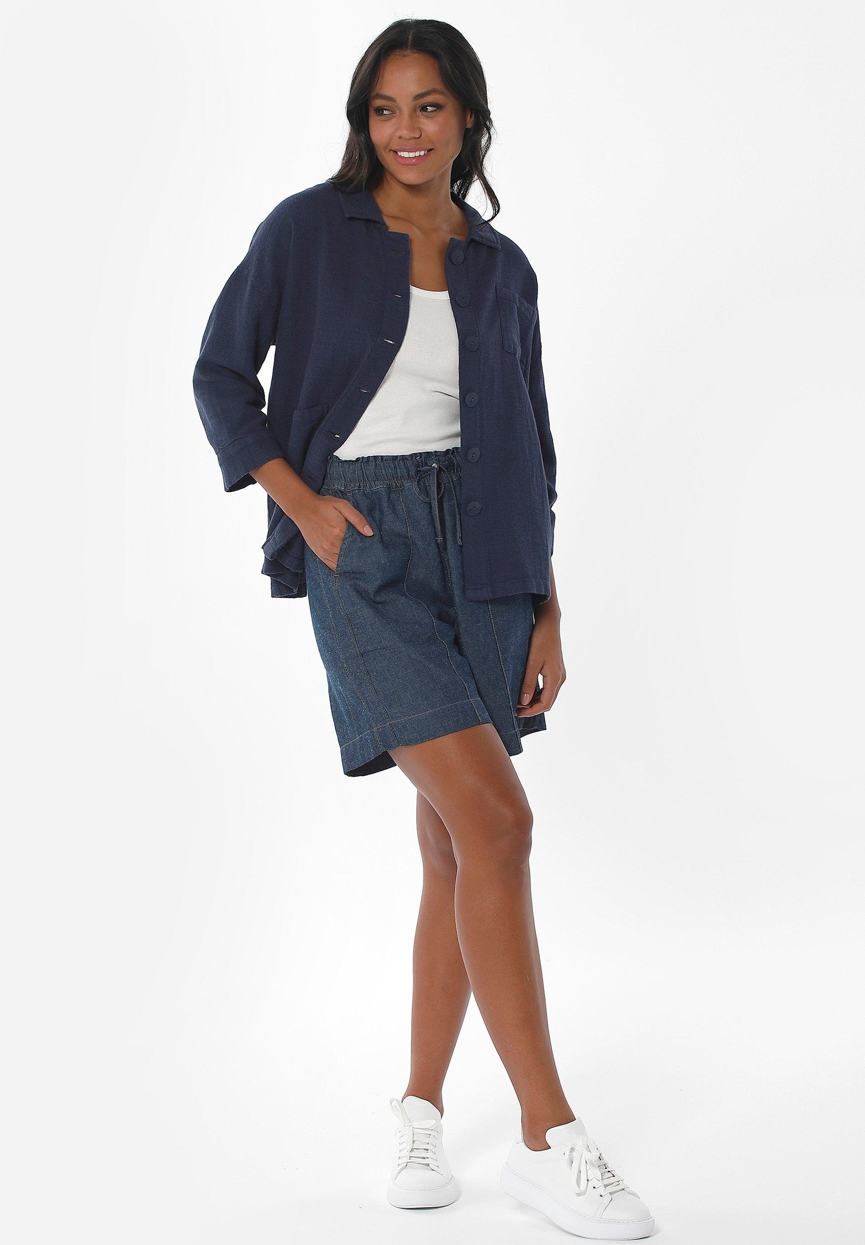 Hemdbluse aus Leinen-Bio Baumwolle Mix mit LENZING™ ECOVERO™