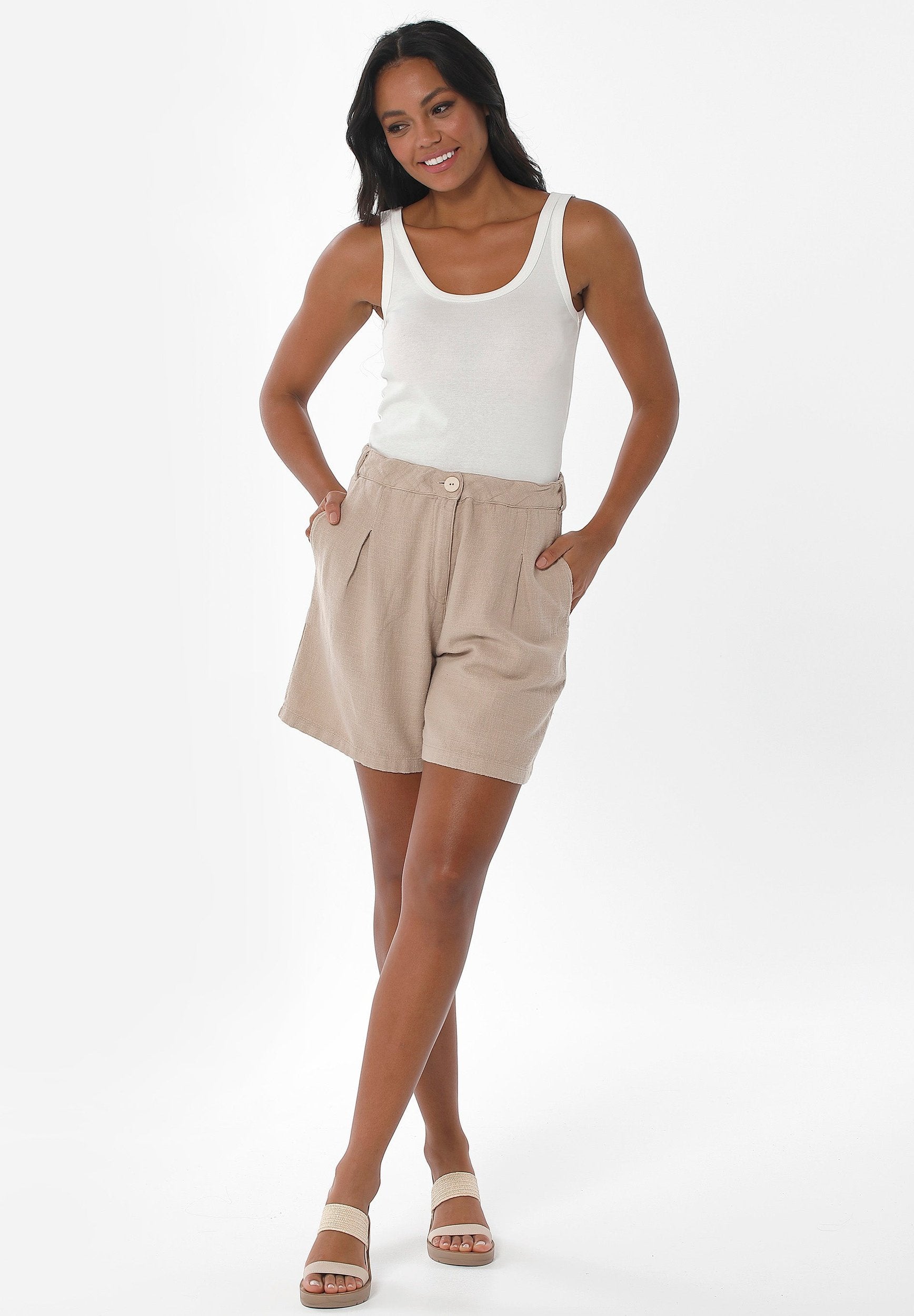 Shorts aus Leinen-Bio Baumwolle Mix mit LENZING™ ECOVERO™