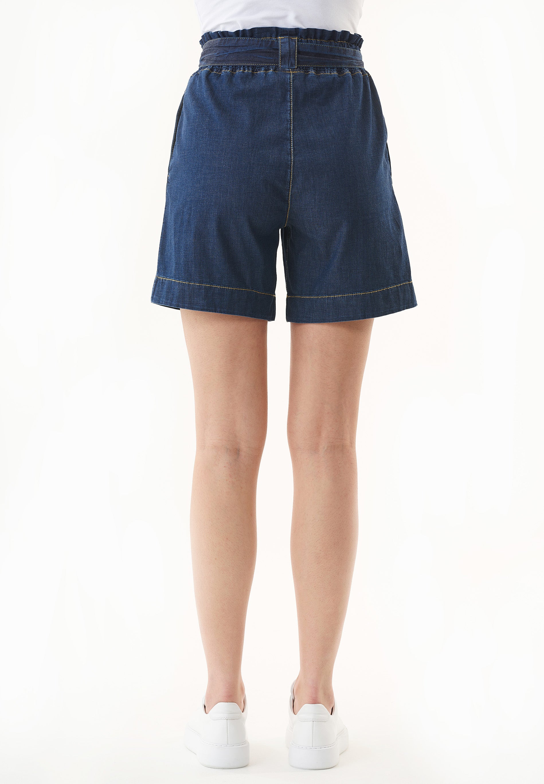 Paperbag-Shorts aus Bio-Baumwolle in Denim-Optik