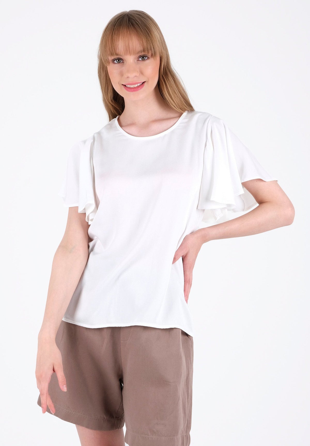 Bluse aus LENZING™ ECOVERO™ mit Volantärmeln