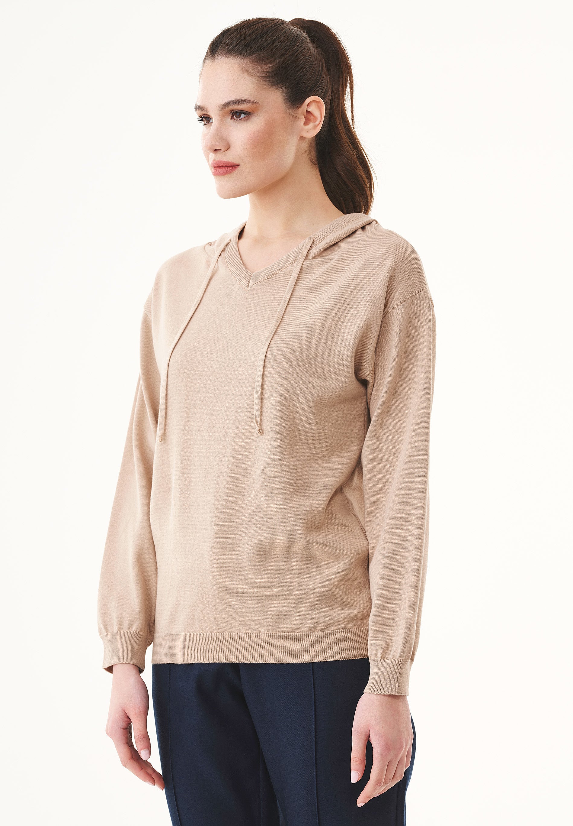 Feinstrick-Hoodie aus Bio-Baumwolle