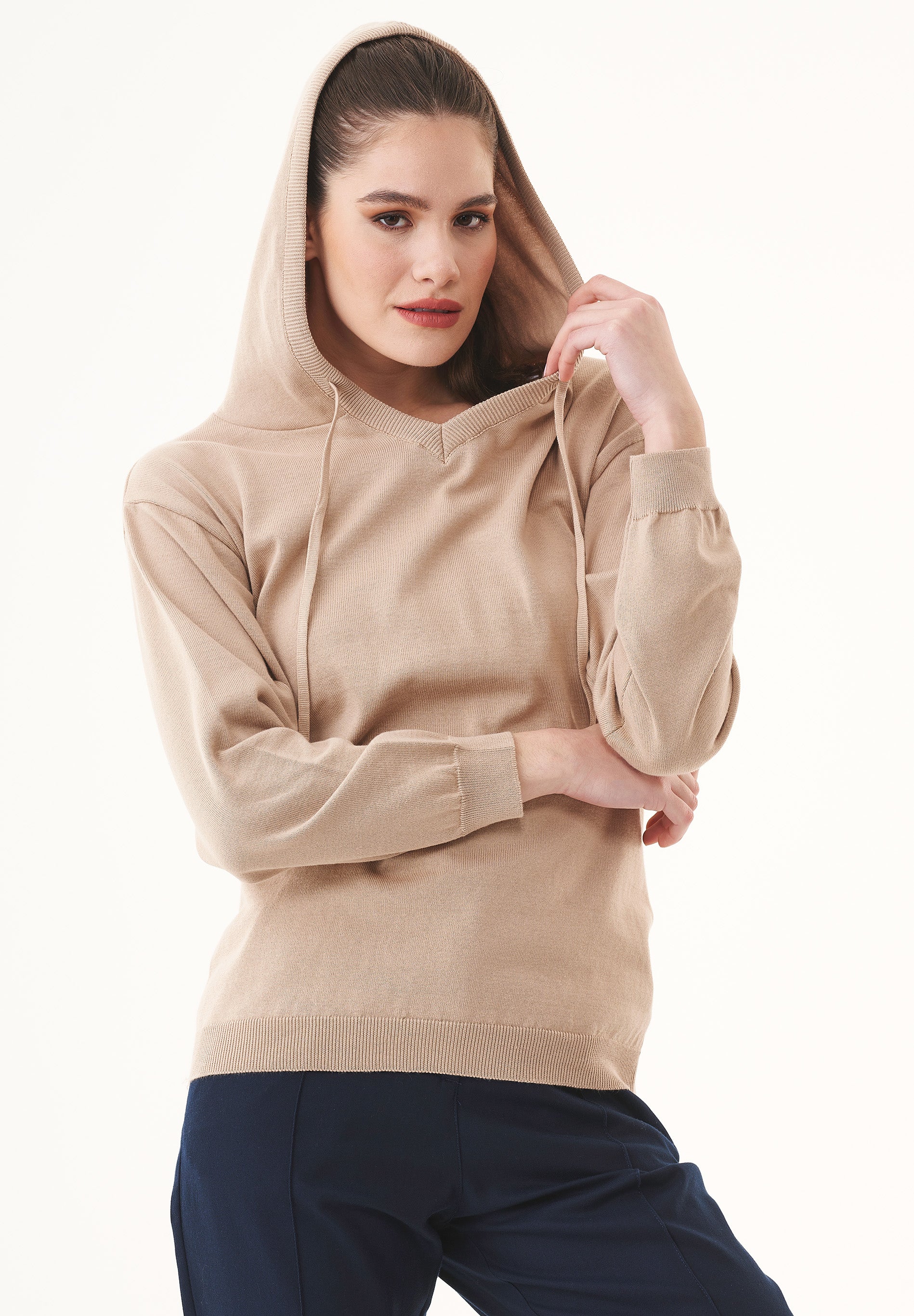 Feinstrick-Hoodie aus Bio-Baumwolle