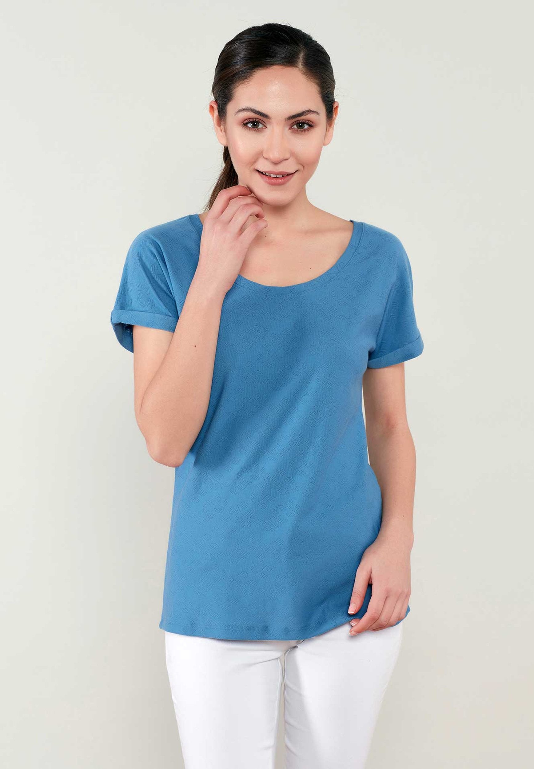 Jersey Jacquard Top mit Bindeband im Nacken