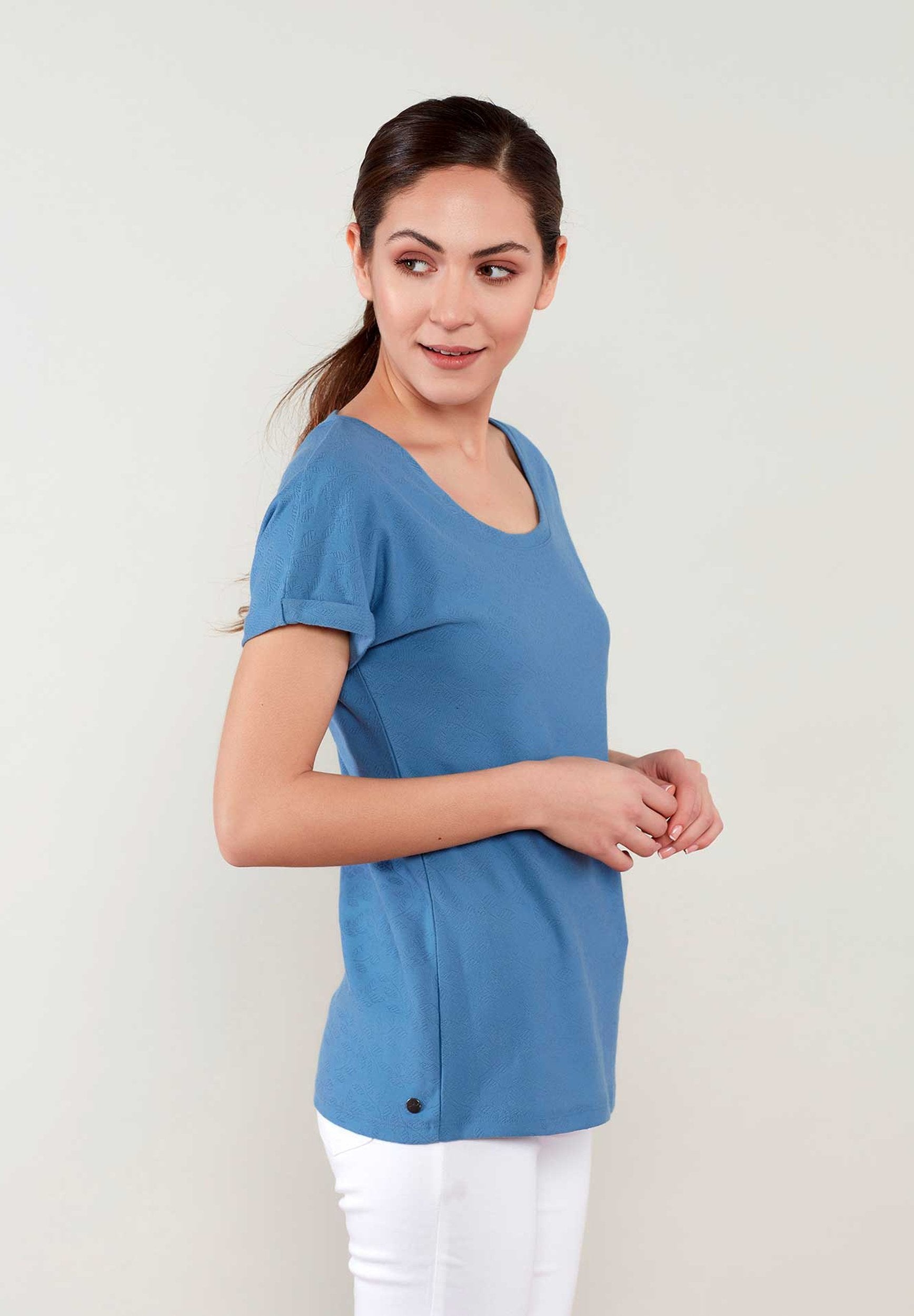 Jersey Jacquard Top mit Bindeband im Nacken