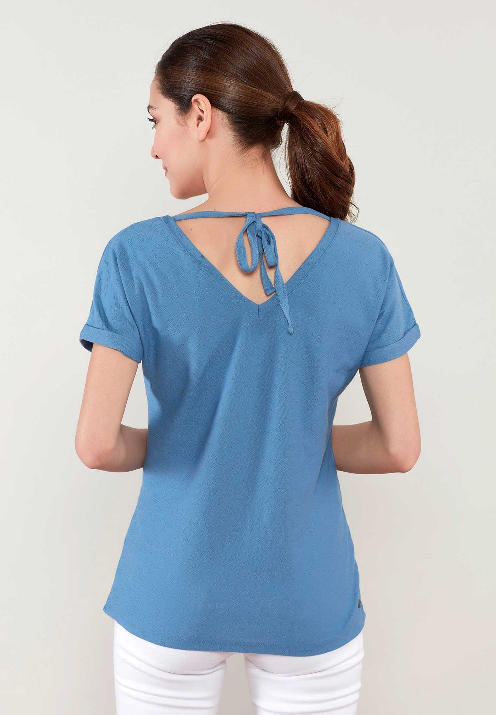 Jersey Jacquard Top mit Bindeband im Nacken