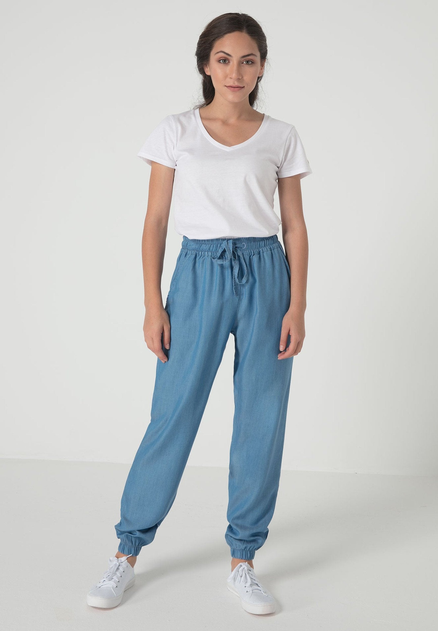 Hose aus TENCEL™ Lyocell Denim mit Kordelzug