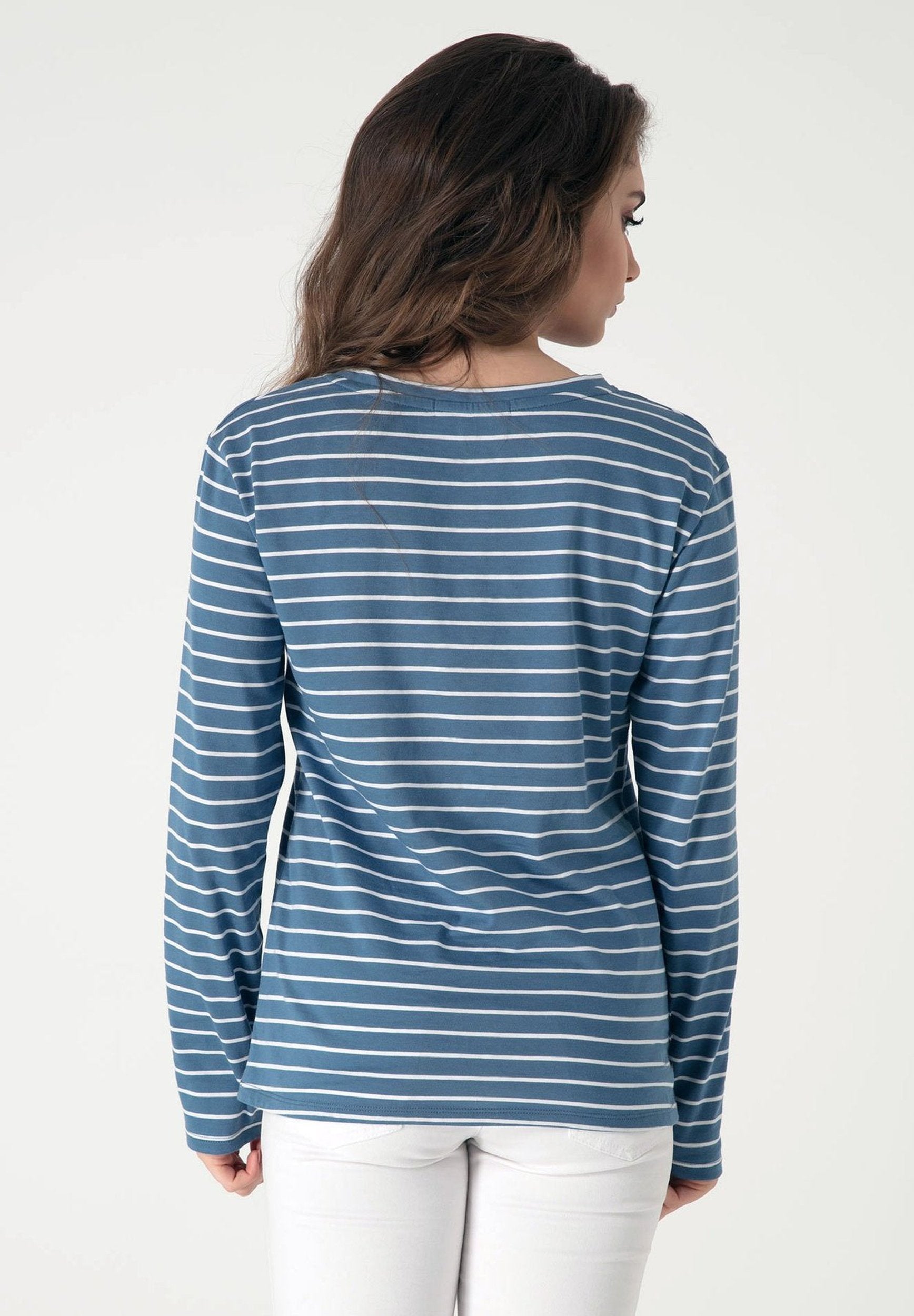 Gestreiftes Langarmshirt aus Bio-Baumwolle mit Rundhalsausschnitt