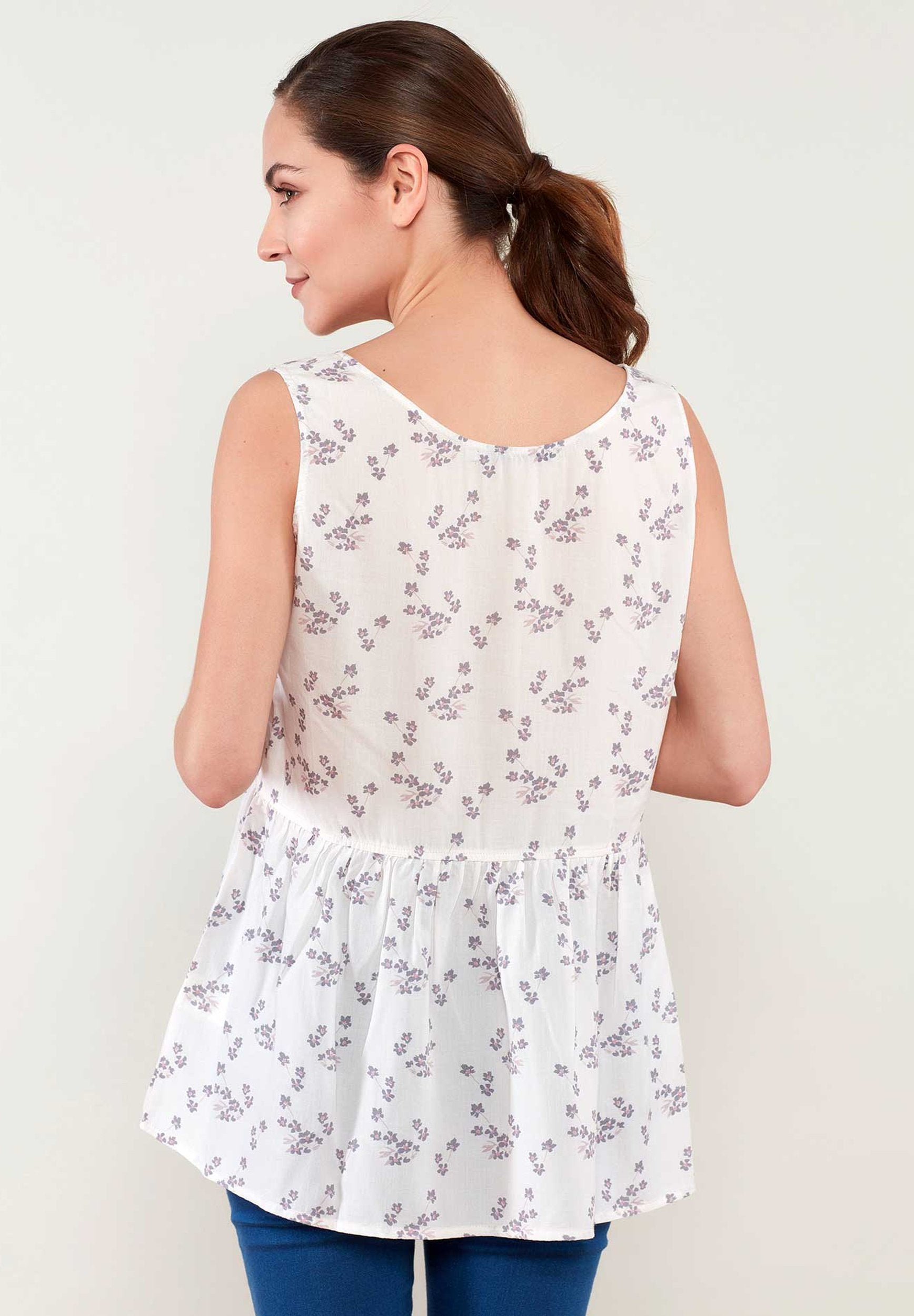 Allover-Print Bluse aus TENCEL™ Lyocell mit Volant-Saum