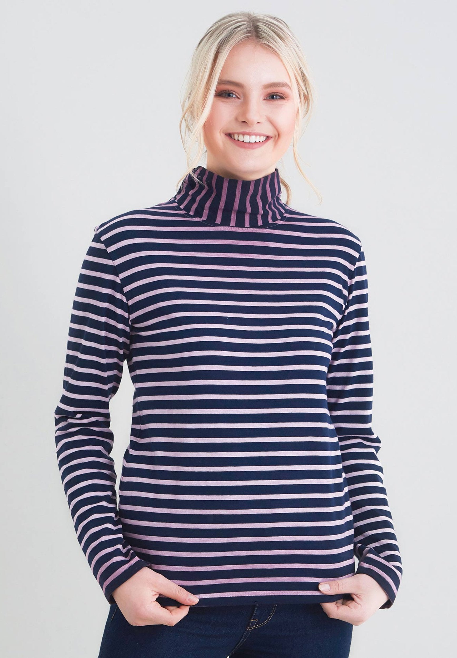 Ringelshirt mit Stehkragen aus Bio-Baumwolle