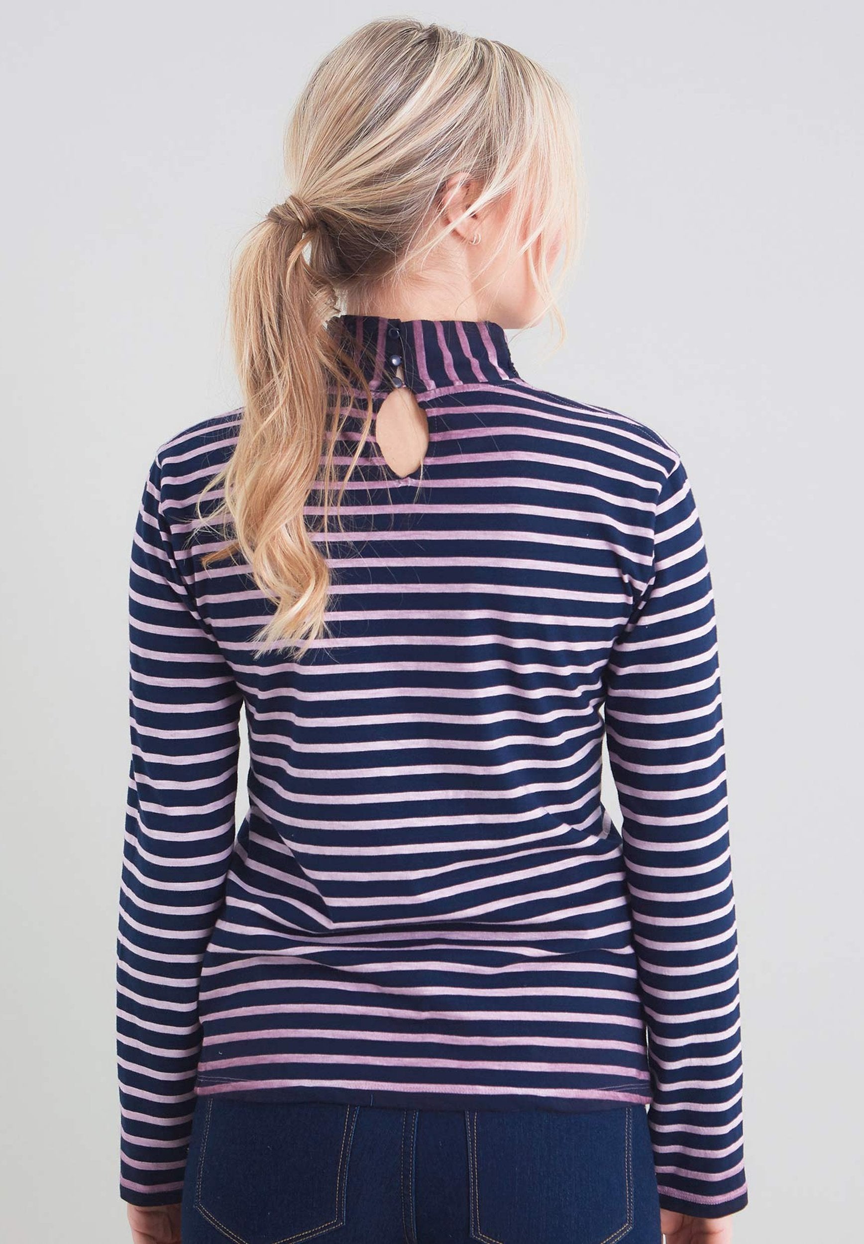 Ringelshirt mit Stehkragen aus Bio-Baumwolle