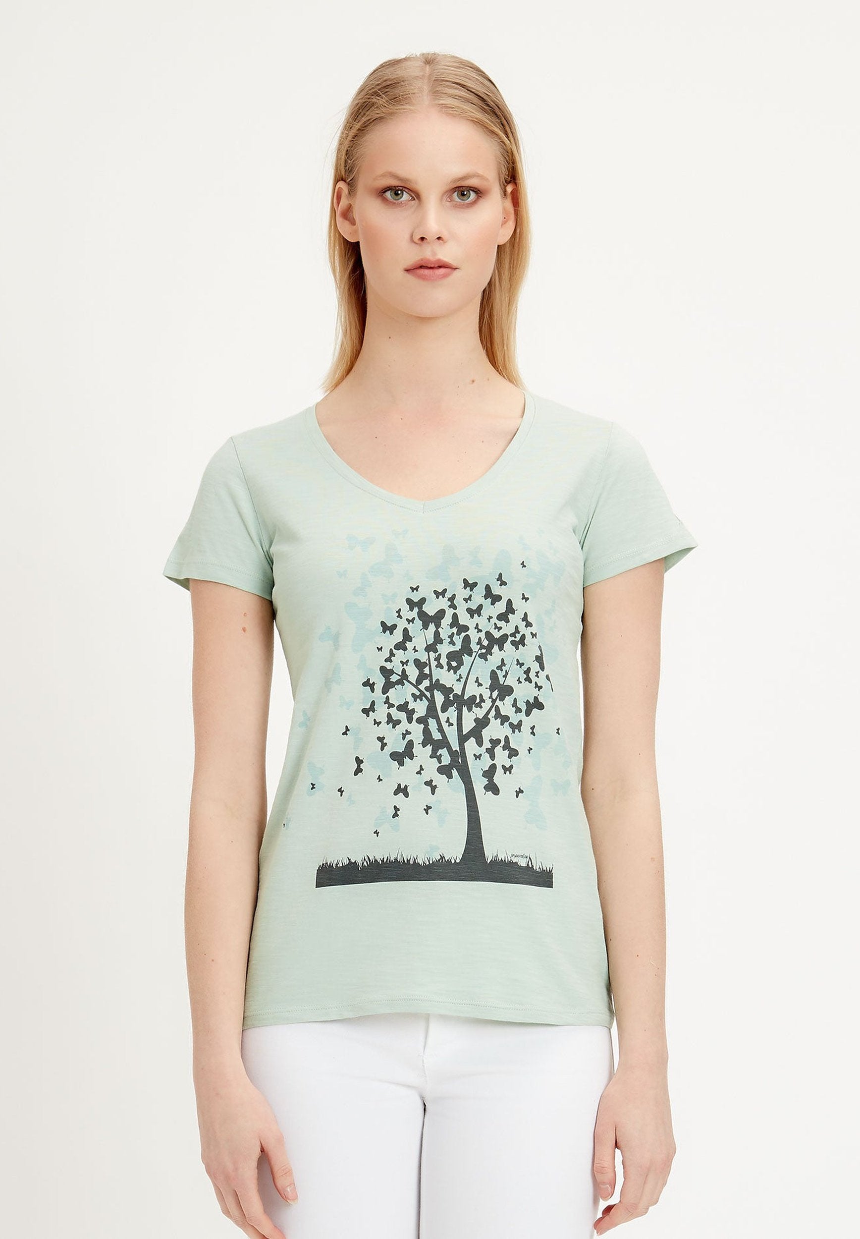 T-Shirt aus Bio-Baumwolle mit Baum-Print