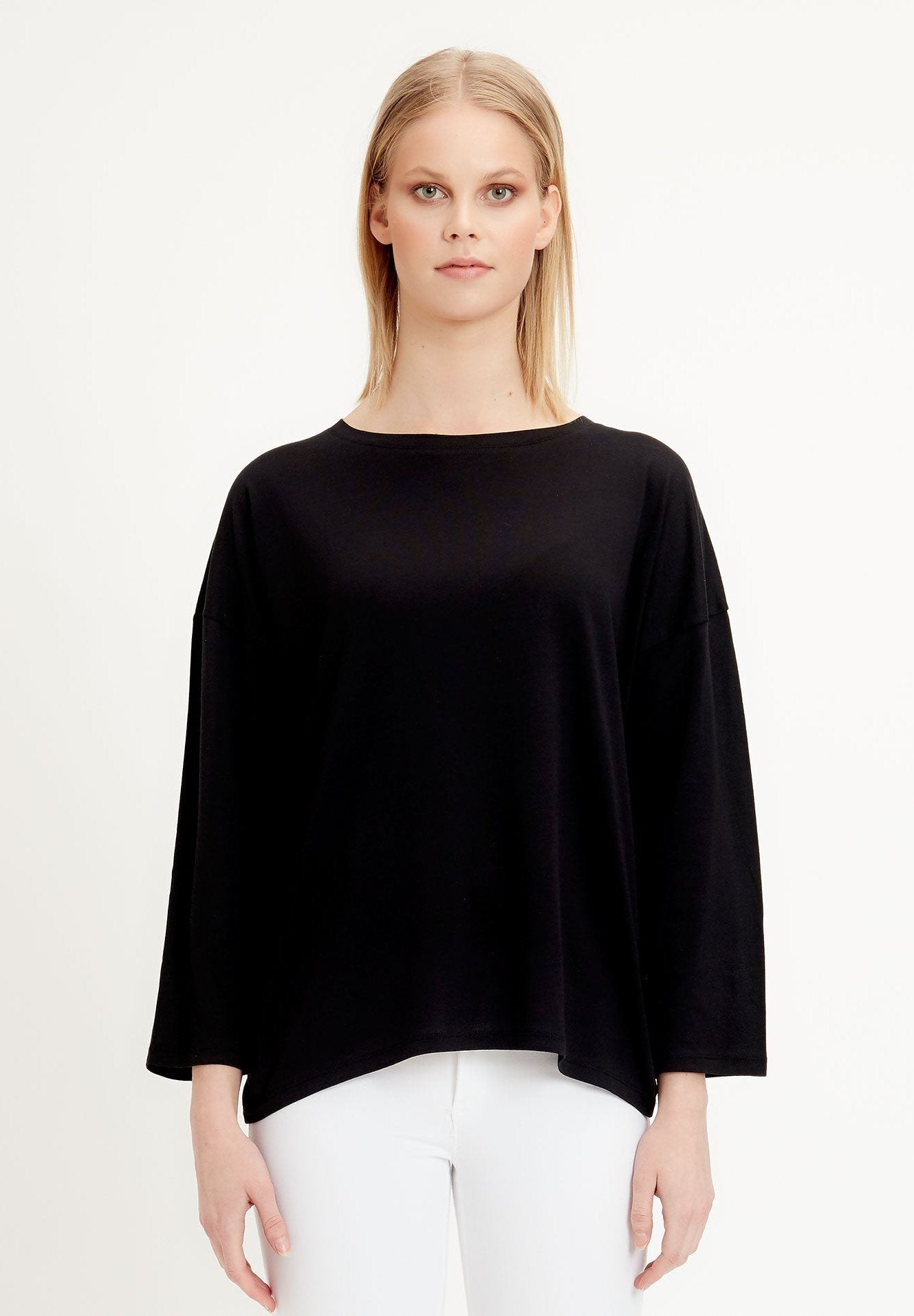 Langarmshirt aus TENCEL™ Lyocell-Mix mit U-Boot-Ausschnitt