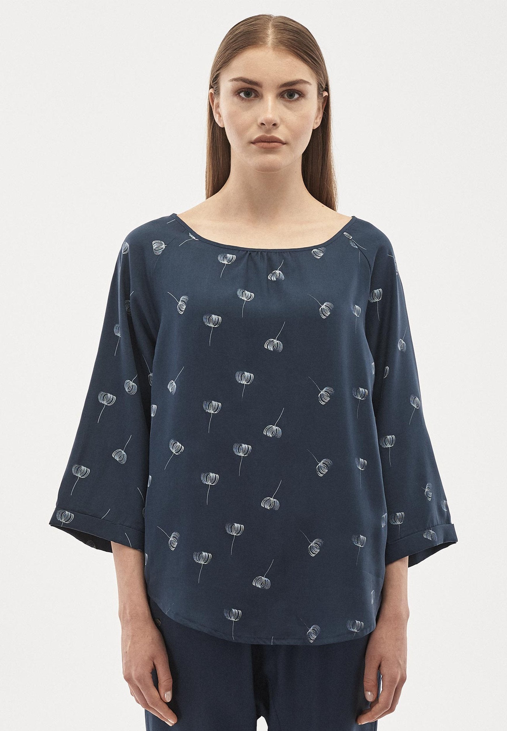 Bluse aus TENCEL™ Lyocell mit 3/4-Ärmeln und Allover-Print
