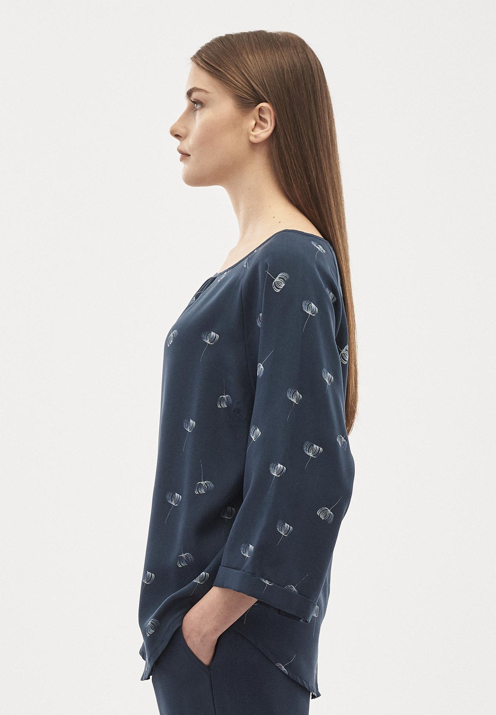 Bluse aus TENCEL™ Lyocell mit 3/4-Ärmeln und Allover-Print