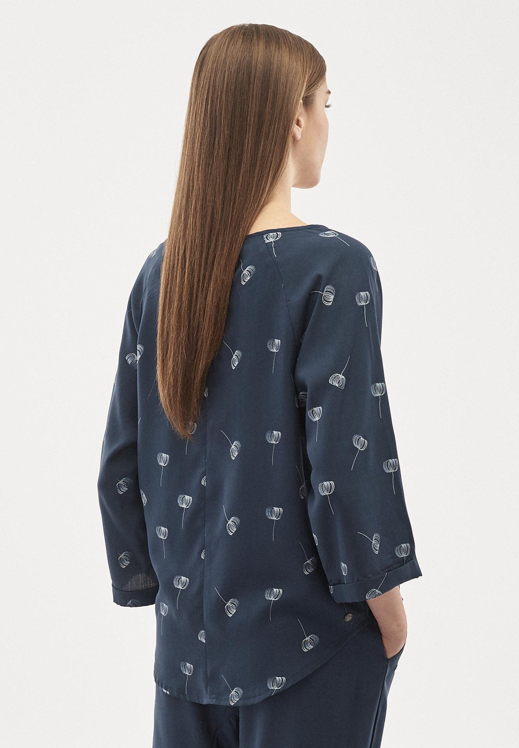 Bluse aus TENCEL™ Lyocell mit 3/4-Ärmeln und Allover-Print