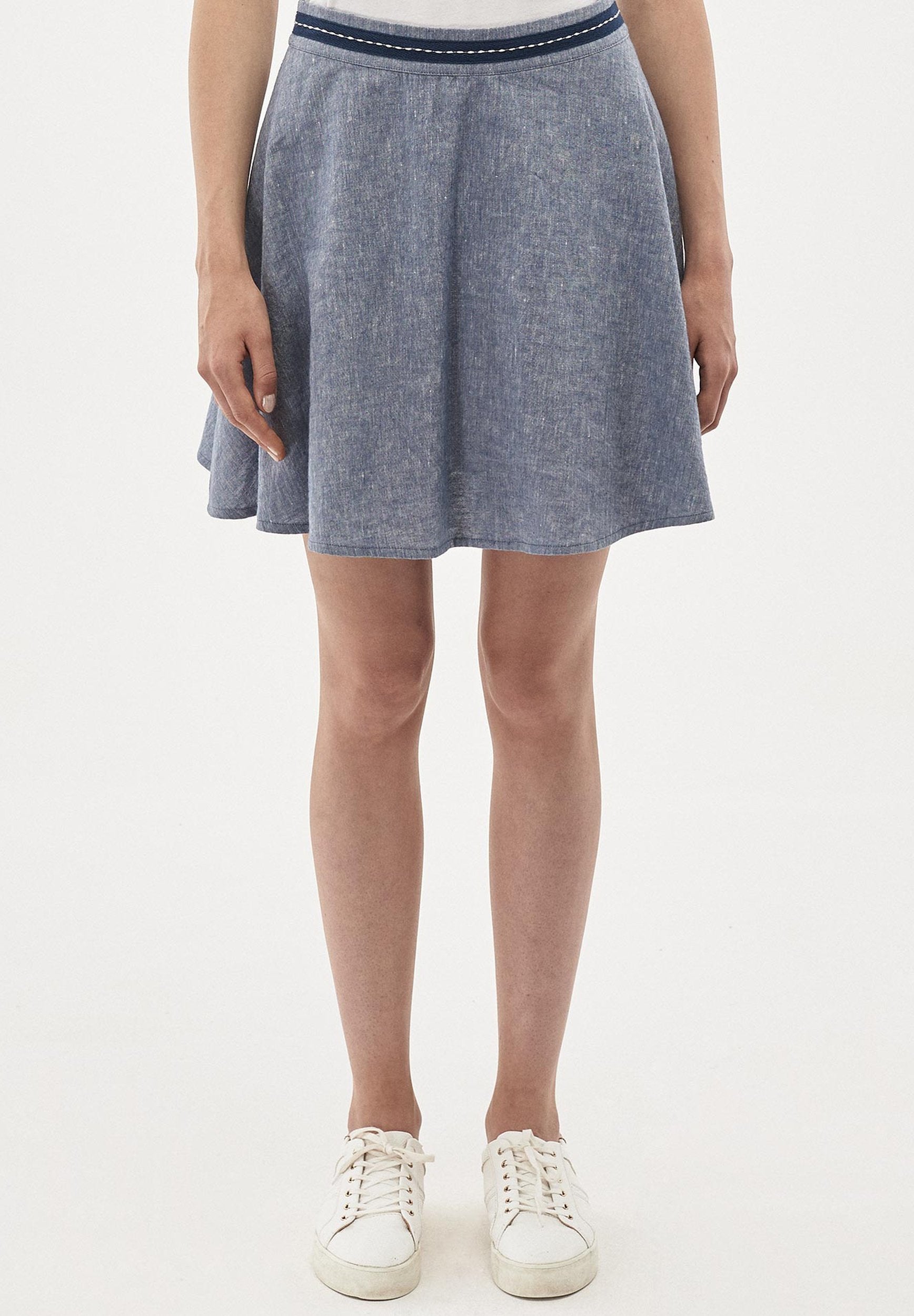 Rock aus Leinen-Mix in Denim Optik