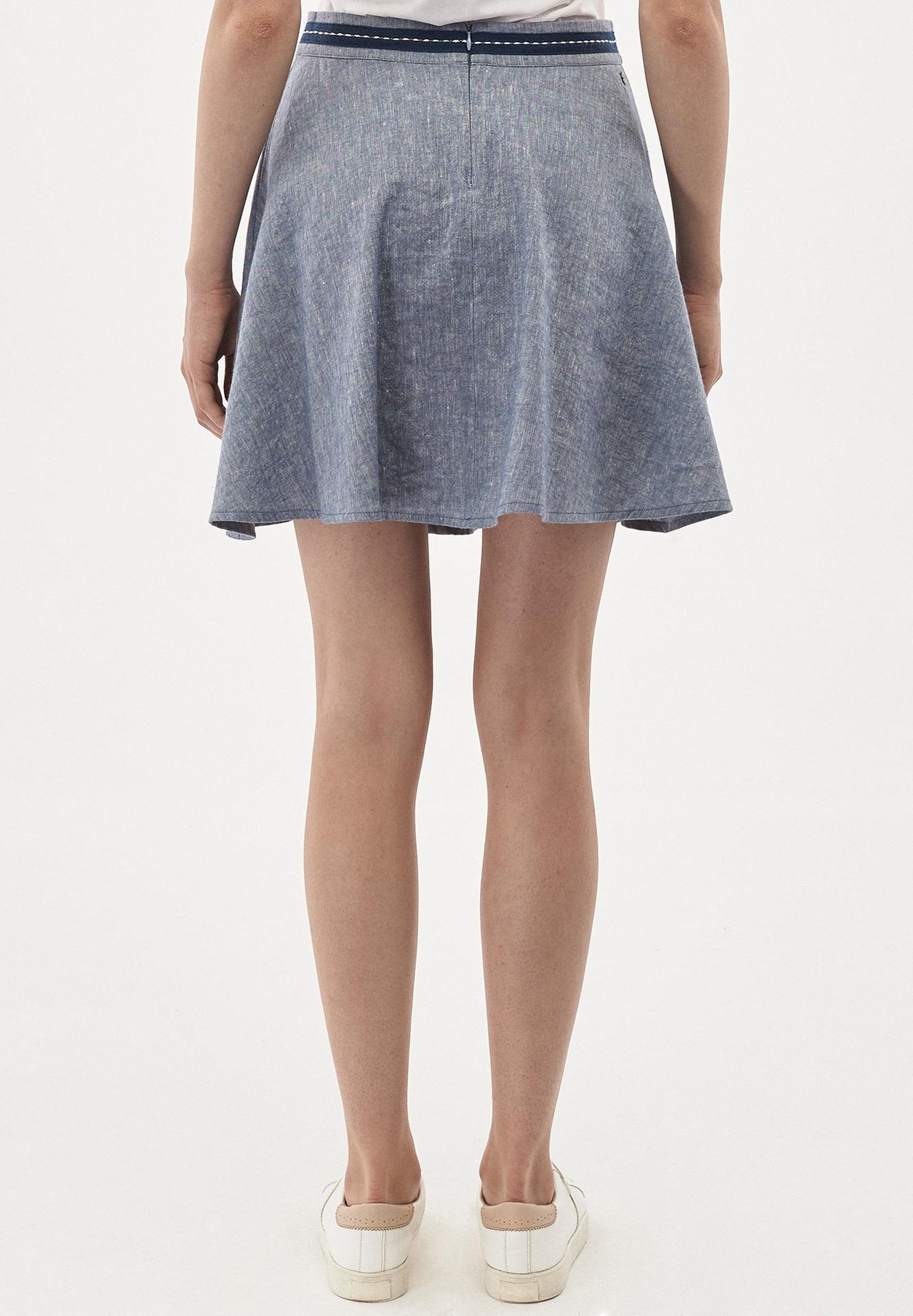 Rock aus Leinen-Mix in Denim Optik