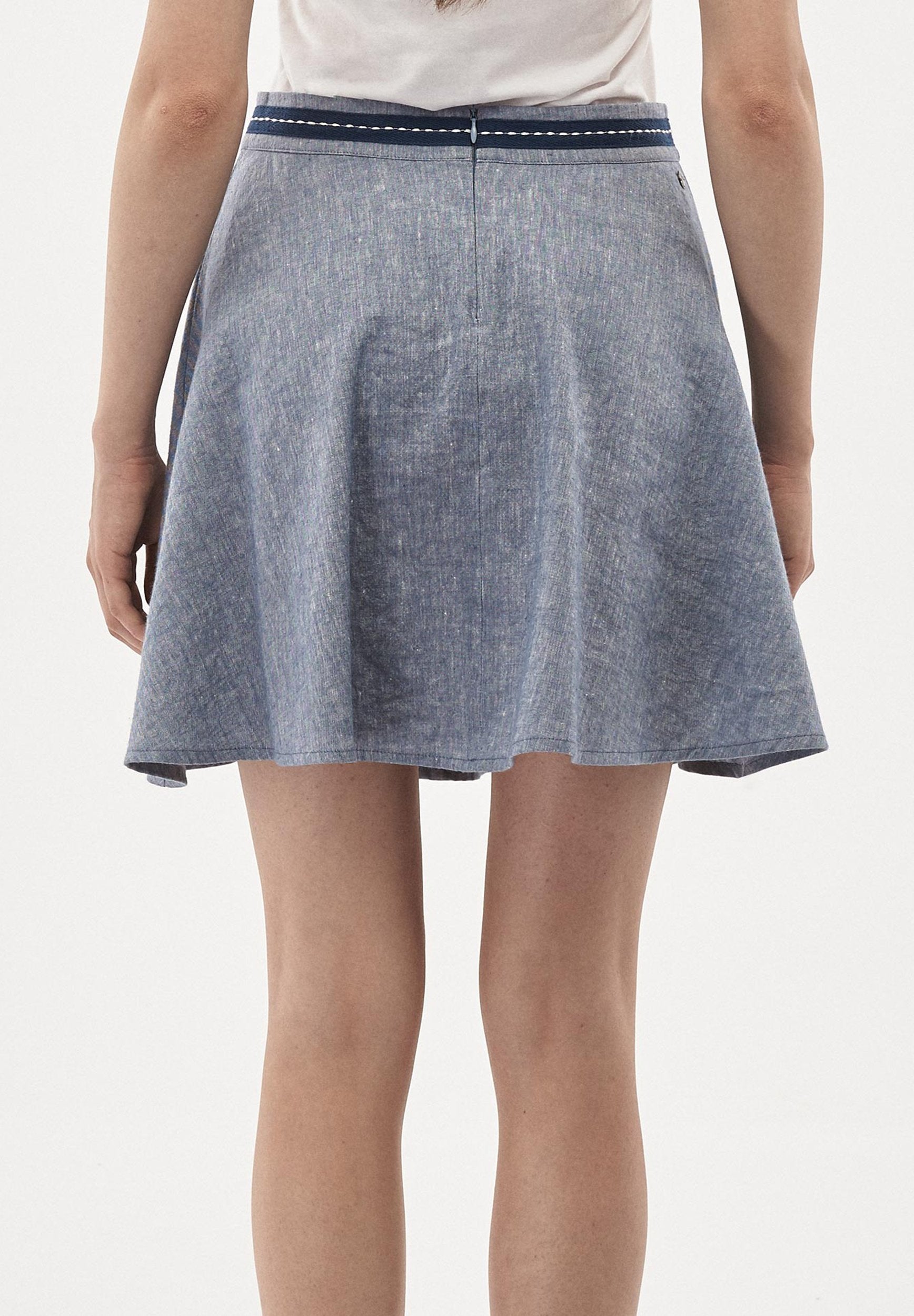 Rock aus Leinen-Mix in Denim Optik