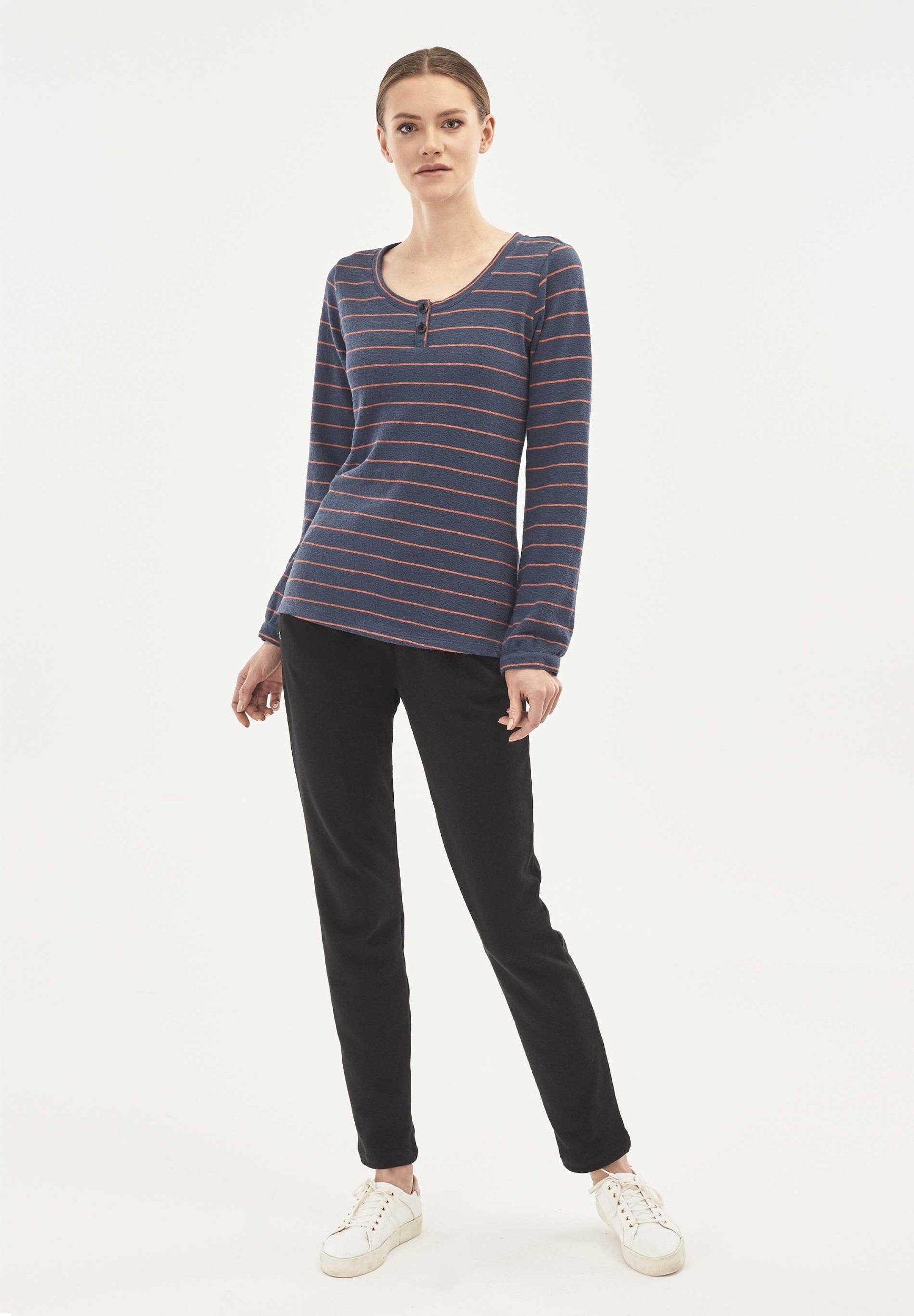 Longsleeve aus Bio-Baumwolle mit Knopfleiste