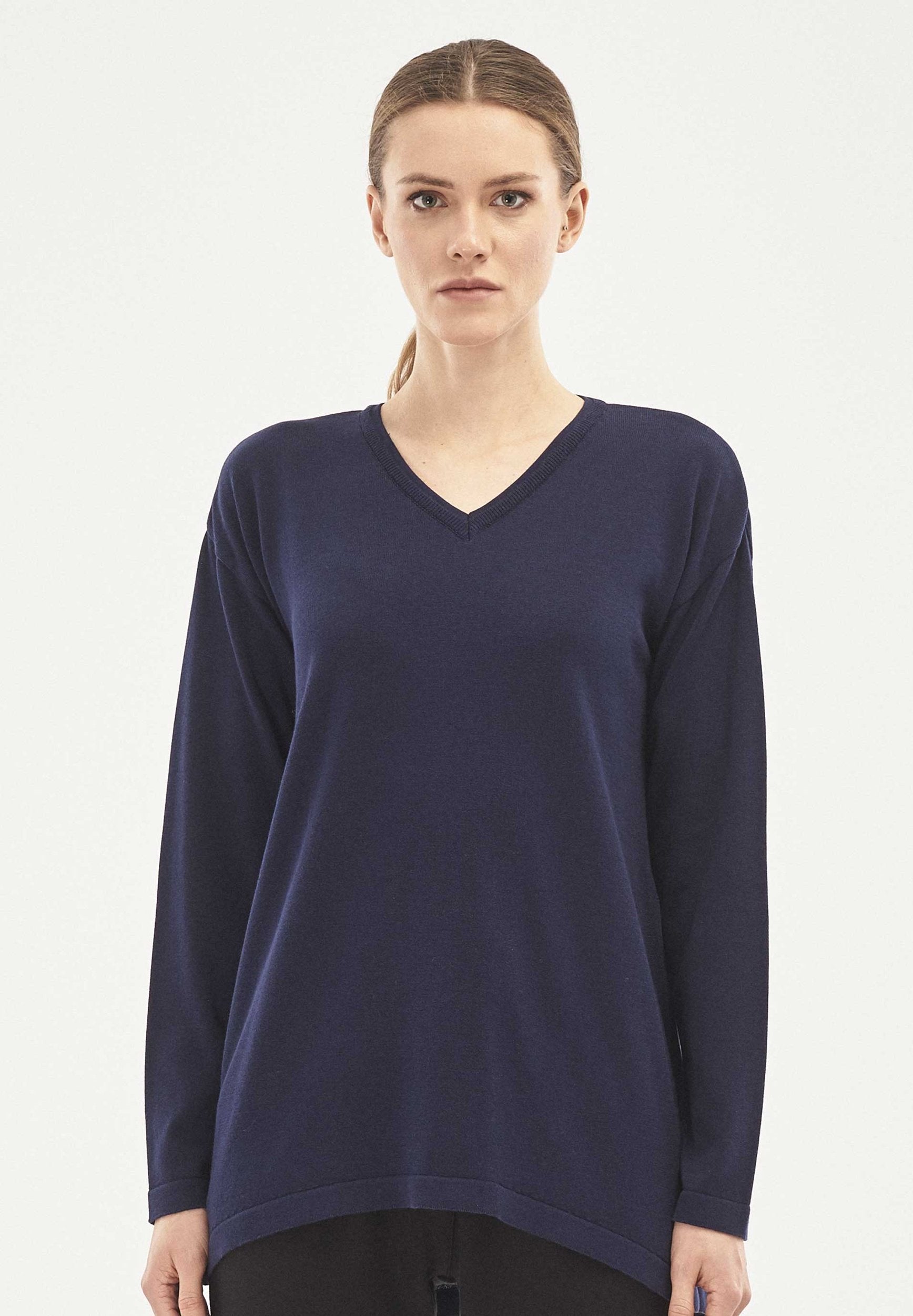 Pullover aus Bio-Baumwolle mit V-Ausschnitt