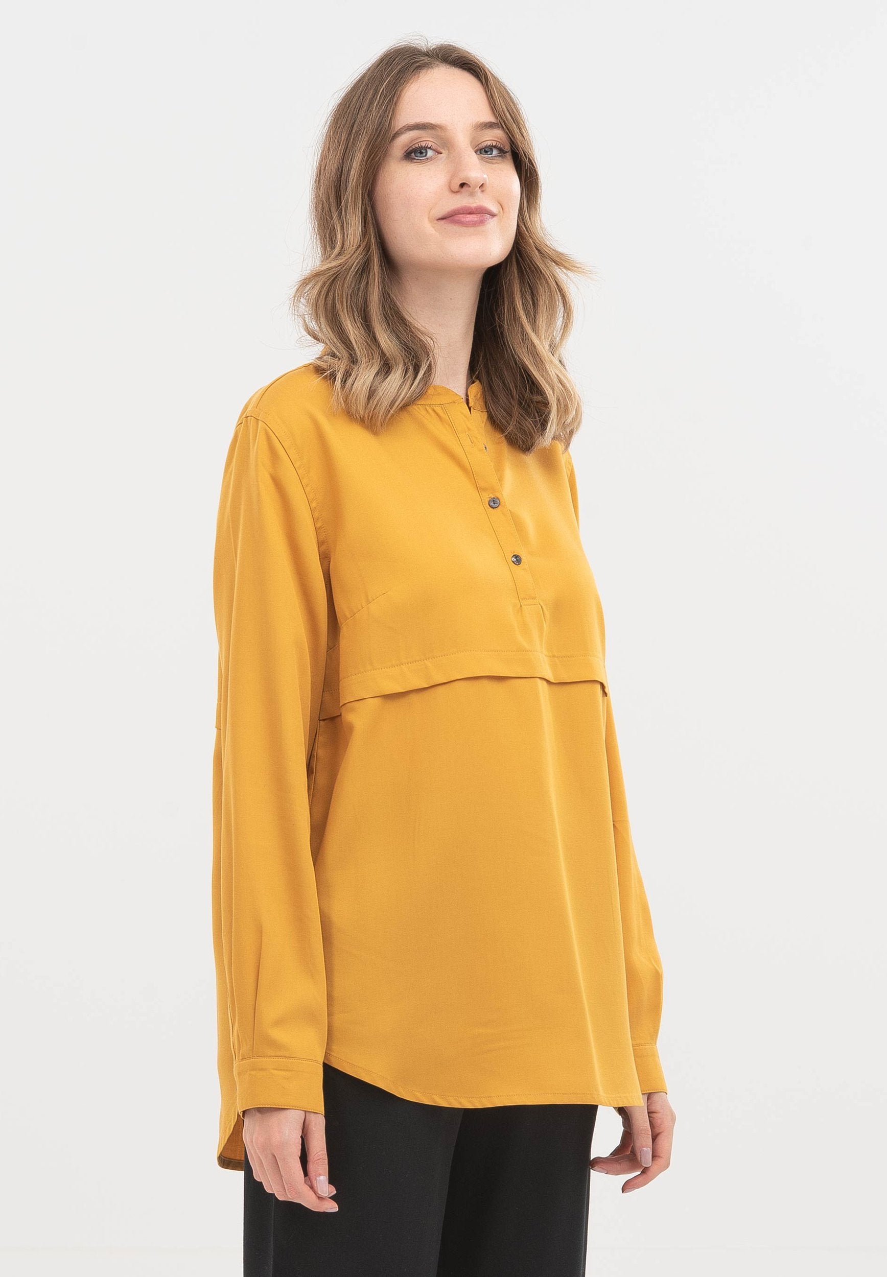 Langarm Bluse aus TENCEL™ Lyocell mit Knopfleiste