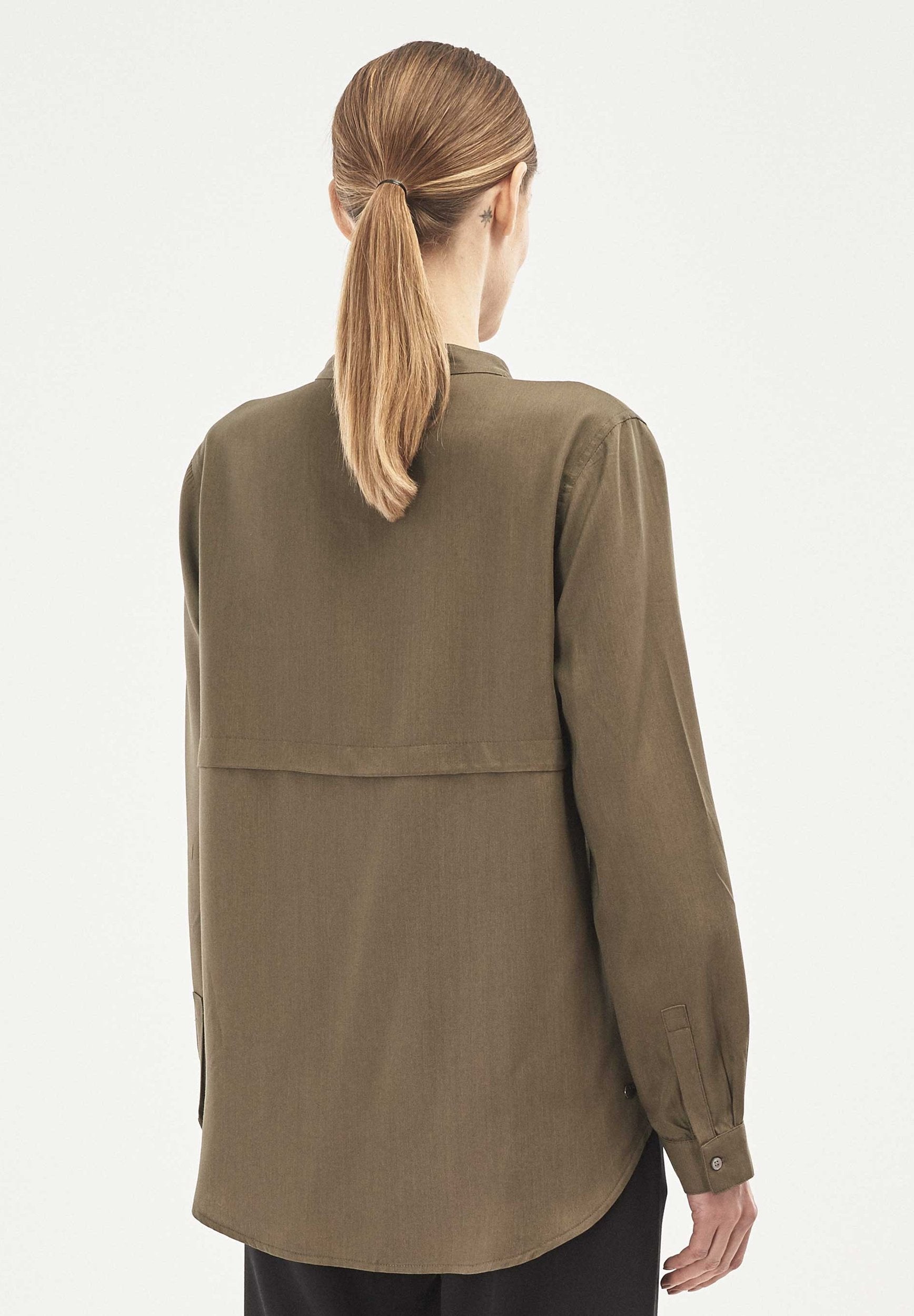 Langarm Bluse aus TENCEL™ Lyocell mit Knopfleiste