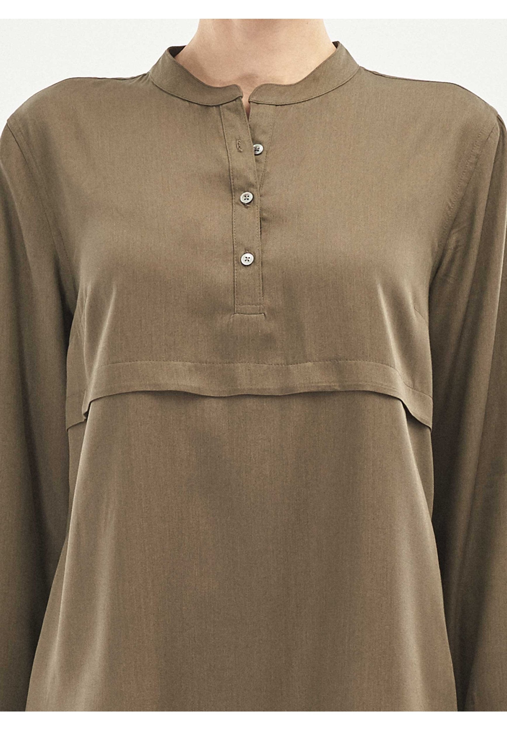 Langarm Bluse aus TENCEL™ Lyocell mit Knopfleiste