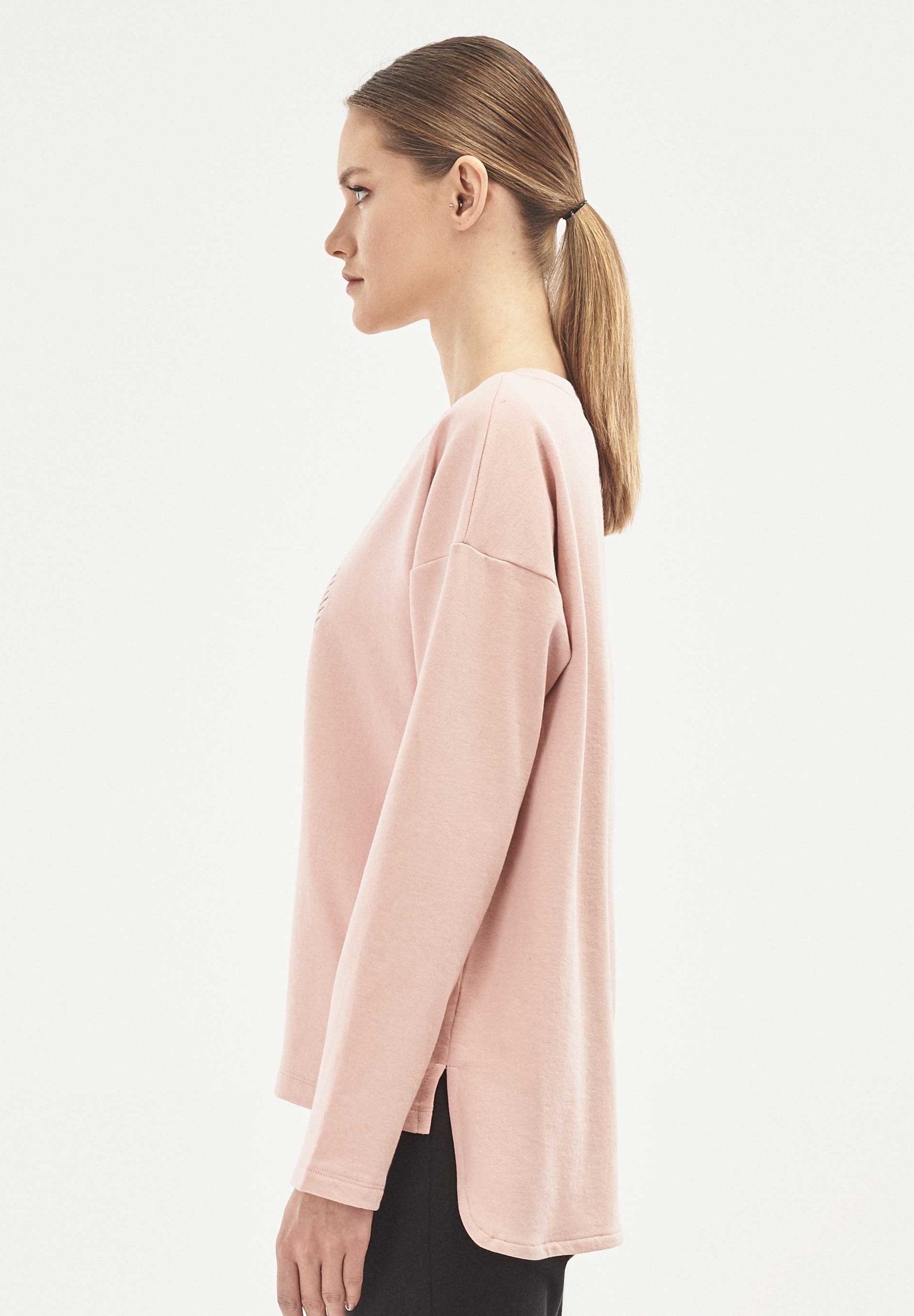 Sweatshirt aus Bio-Baumwolle mit Herz Stickerei