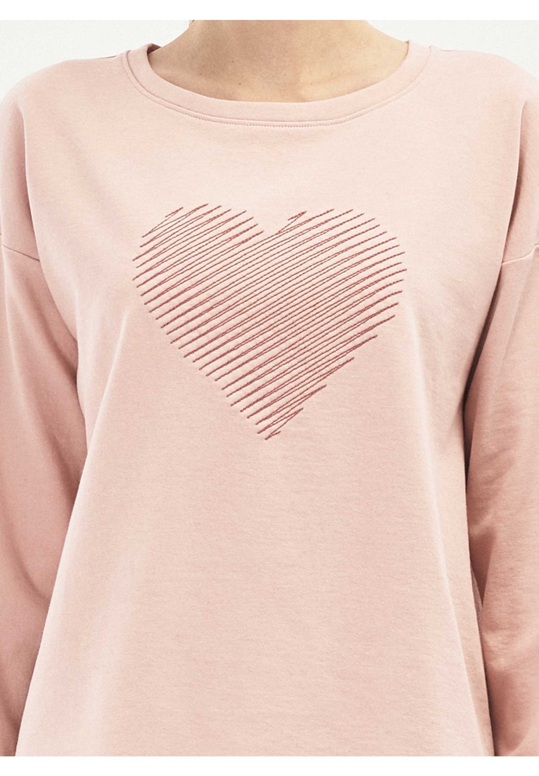 Sweatshirt aus Bio-Baumwolle mit Herz Stickerei