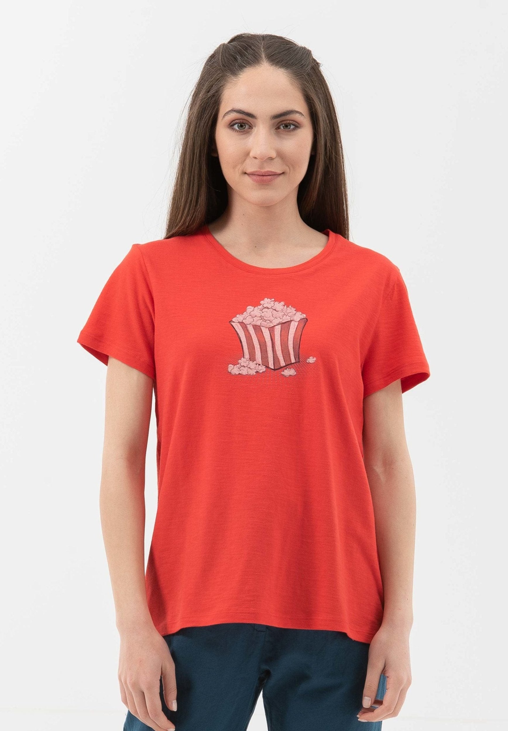 T-Shirt aus Bio-Baumwolle mit Popcorn-Print | Nachhaltige Damenmode