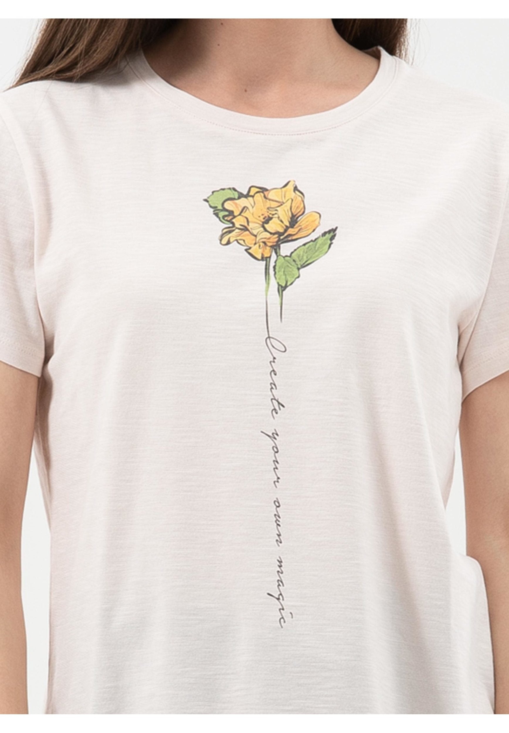 T-Shirt aus Bio-Baumwolle mit Blume-Print