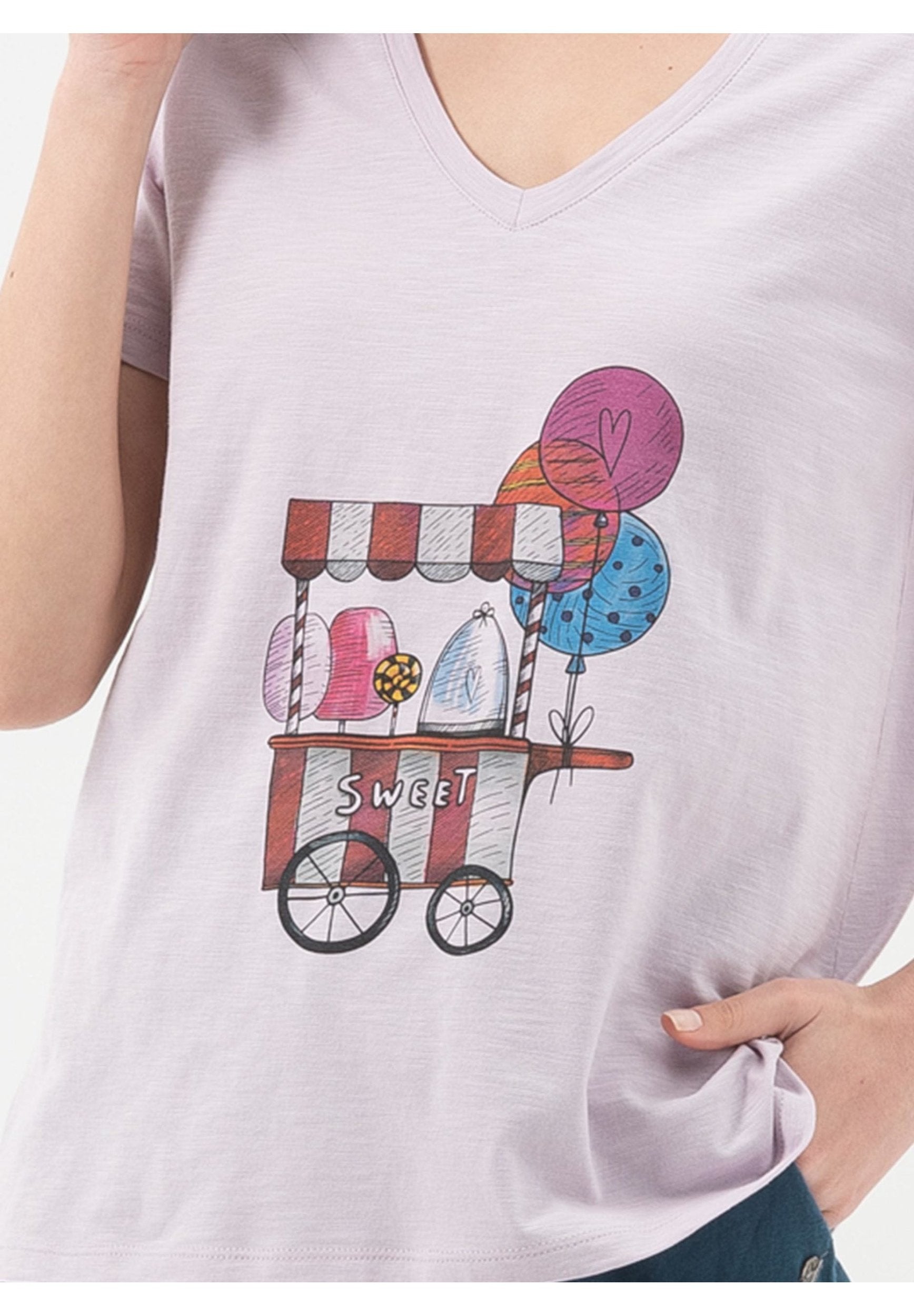 T-Shirt aus Bio-Baumwolle mit V-Ausschnitt